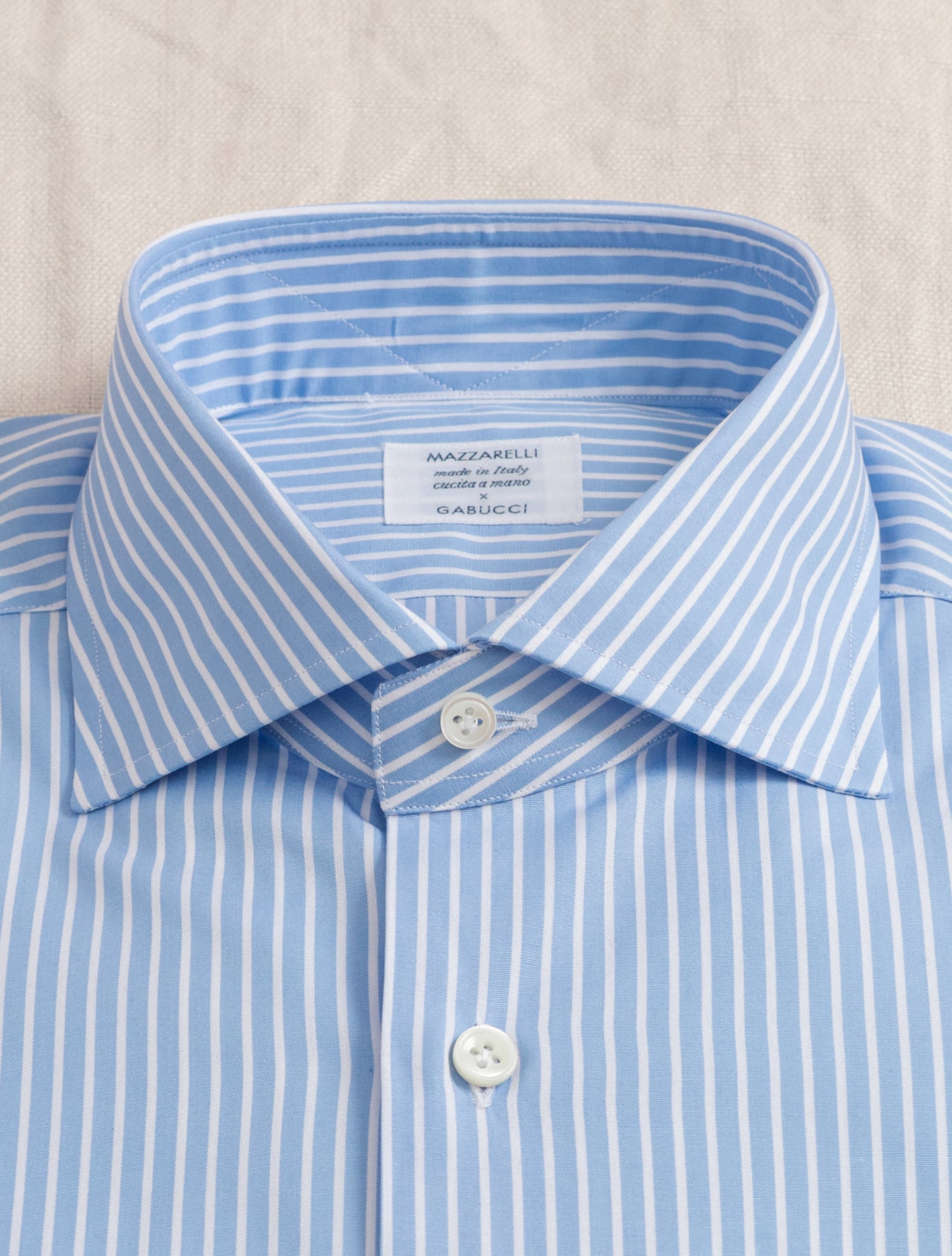 Reversed Striped Cotton Shirt Blue Mazzarelli Shirts 38