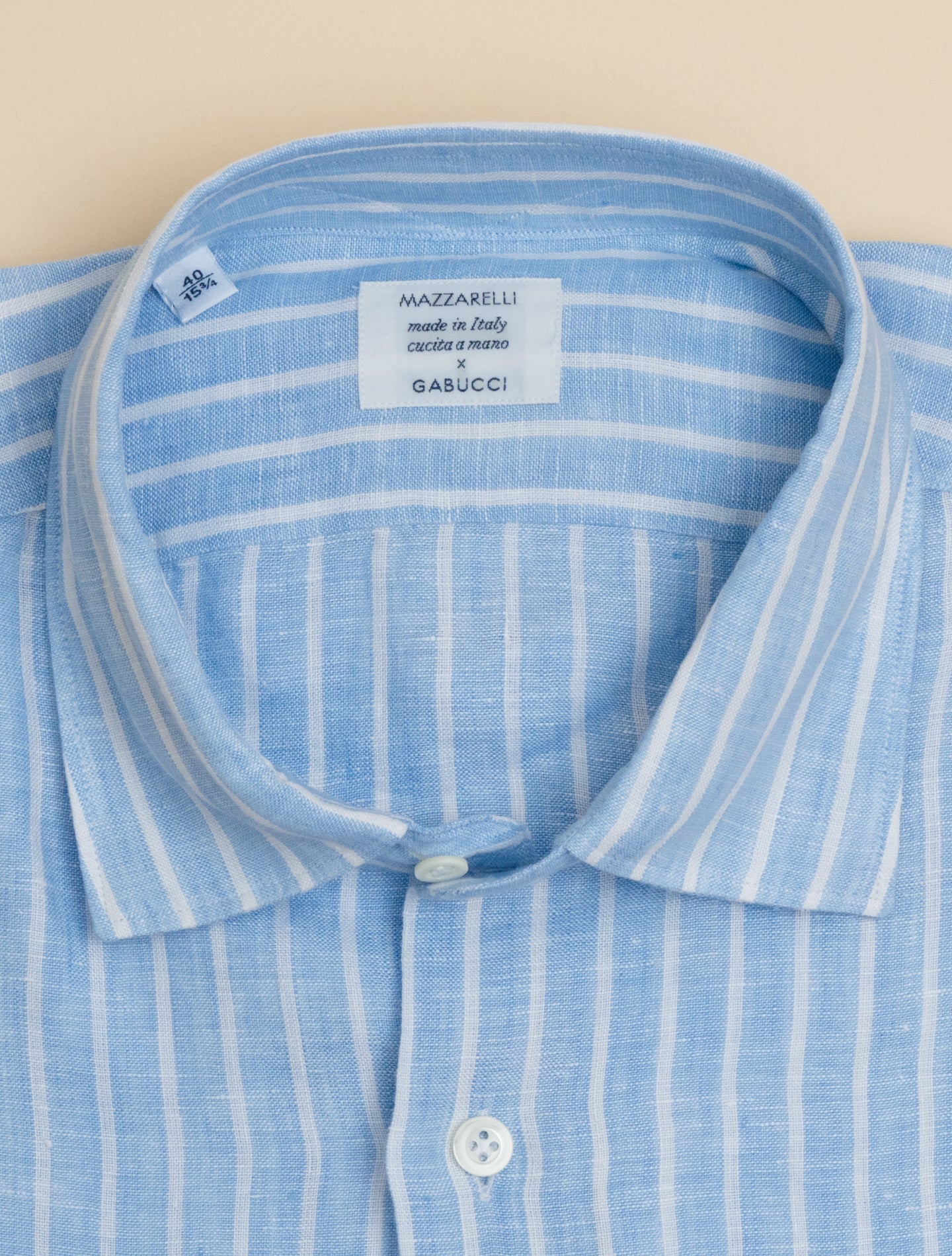 Reversed Striped Linen Relaxed Fit Shirt Light Blue Mazzarelli Shirts 38