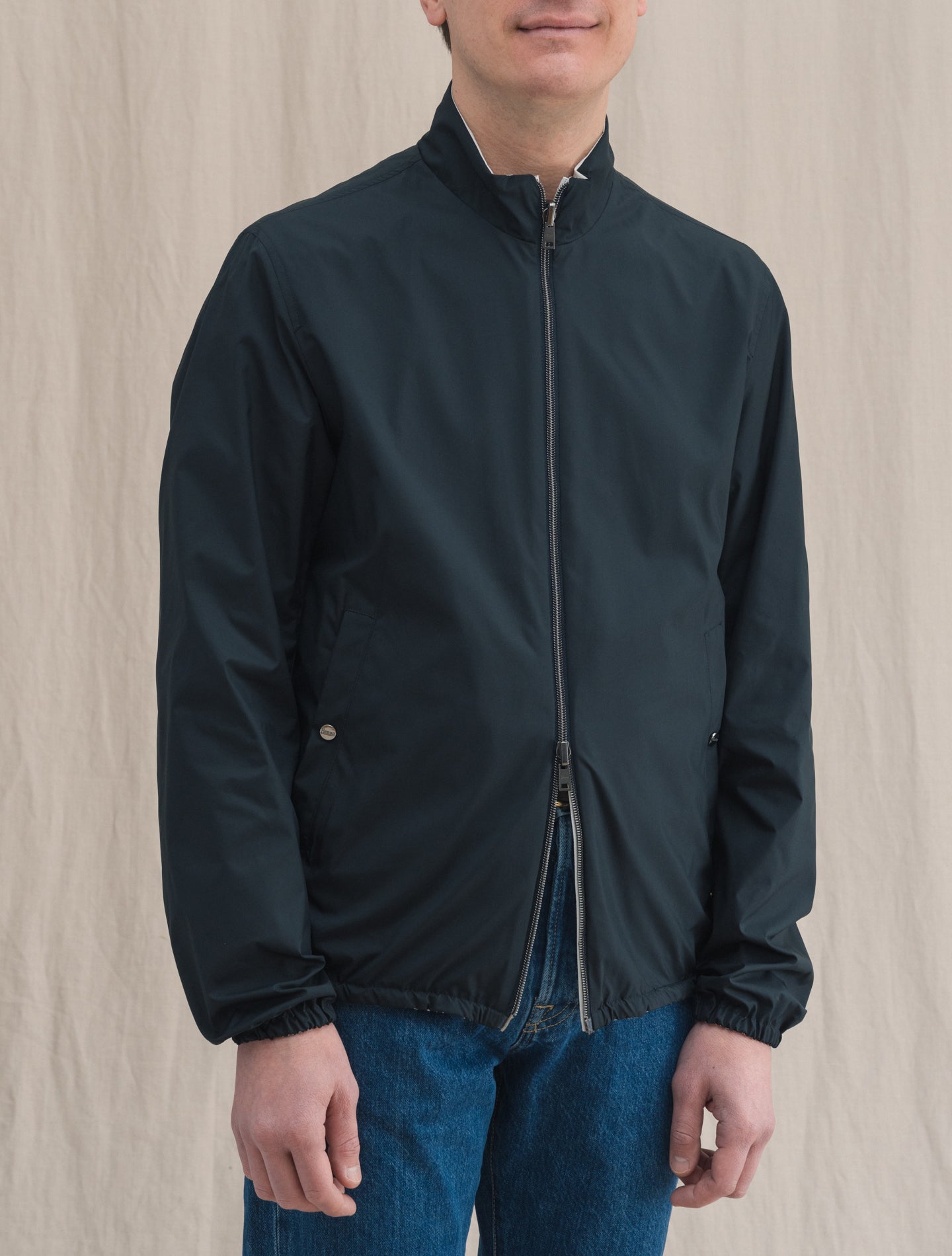 Reversible Microfiber Bomber Navy Herno Outerwear 48