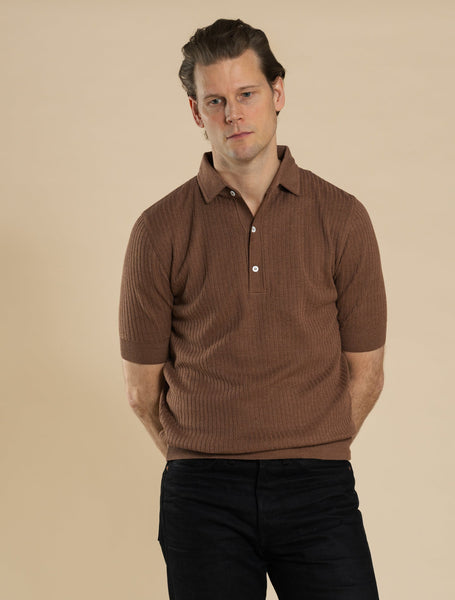 Lardini Linen-Cotton Polo Terra | Refined Knitwear | Gabucci