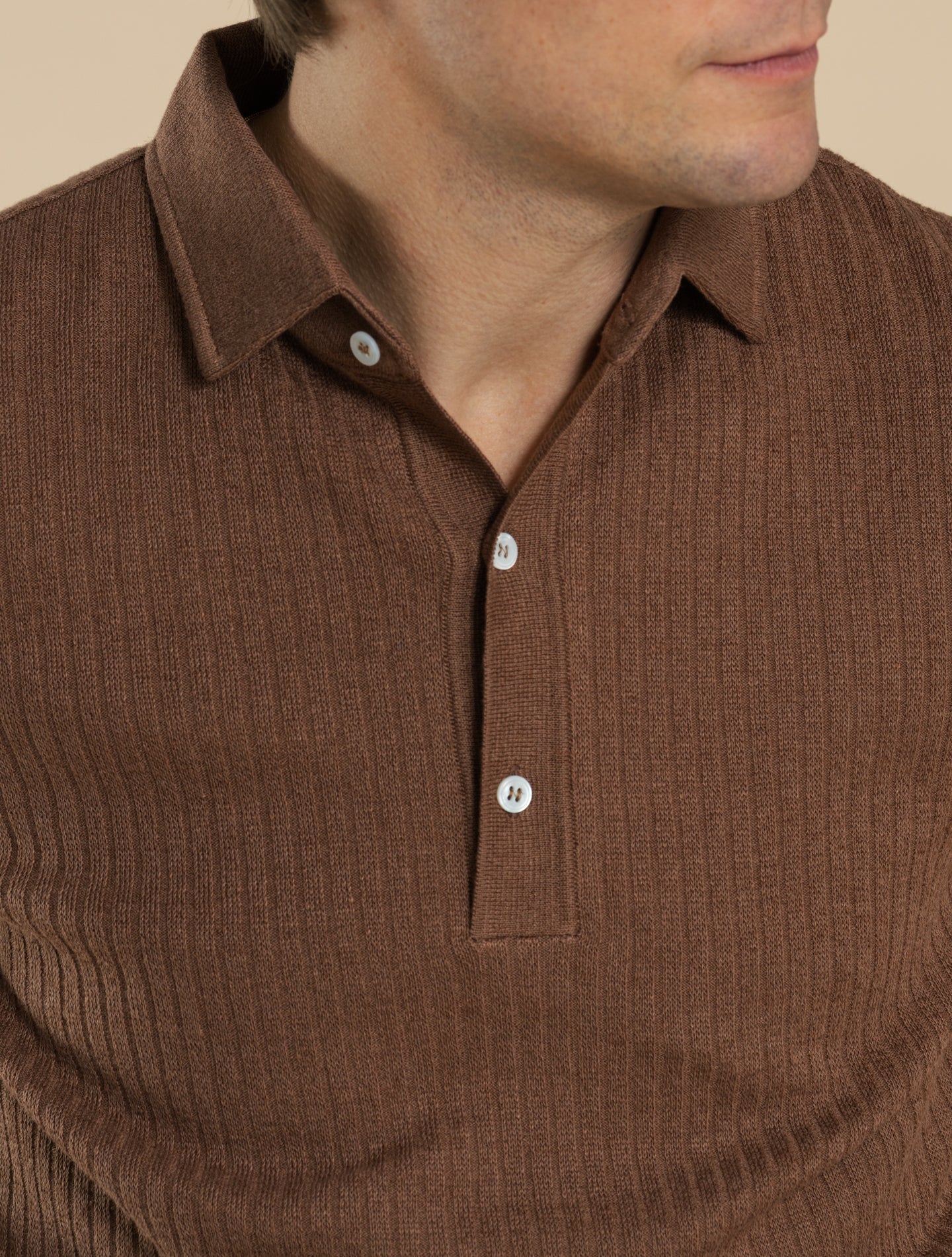 Lardini Linen-Cotton Polo Terra | Refined Knitwear | Gabucci