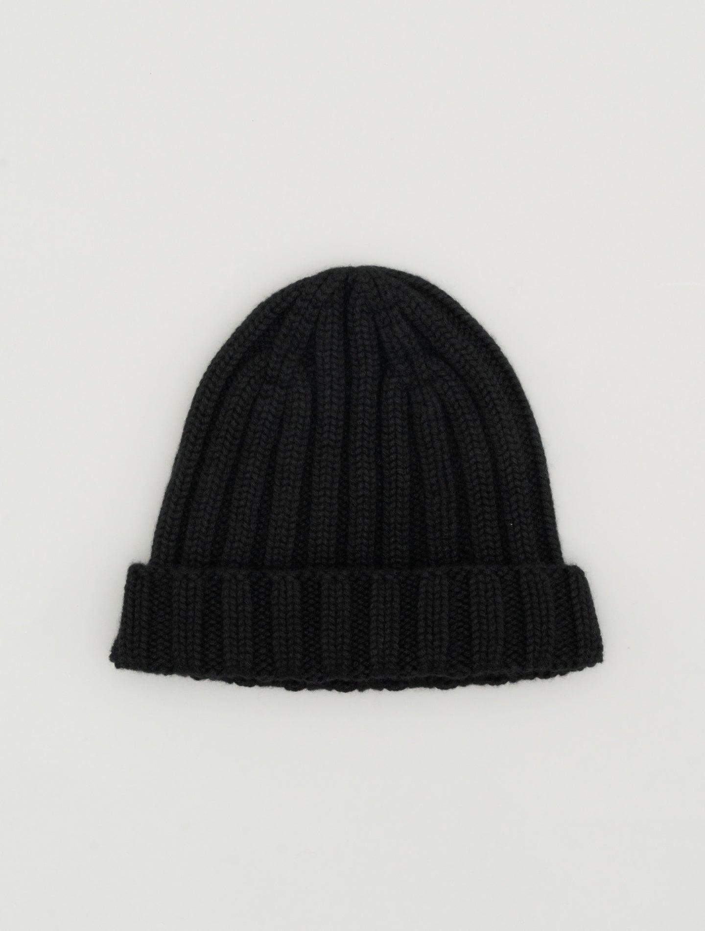 Ribb Knitted Cashmere Beanie Black Fioroni Hats One Size