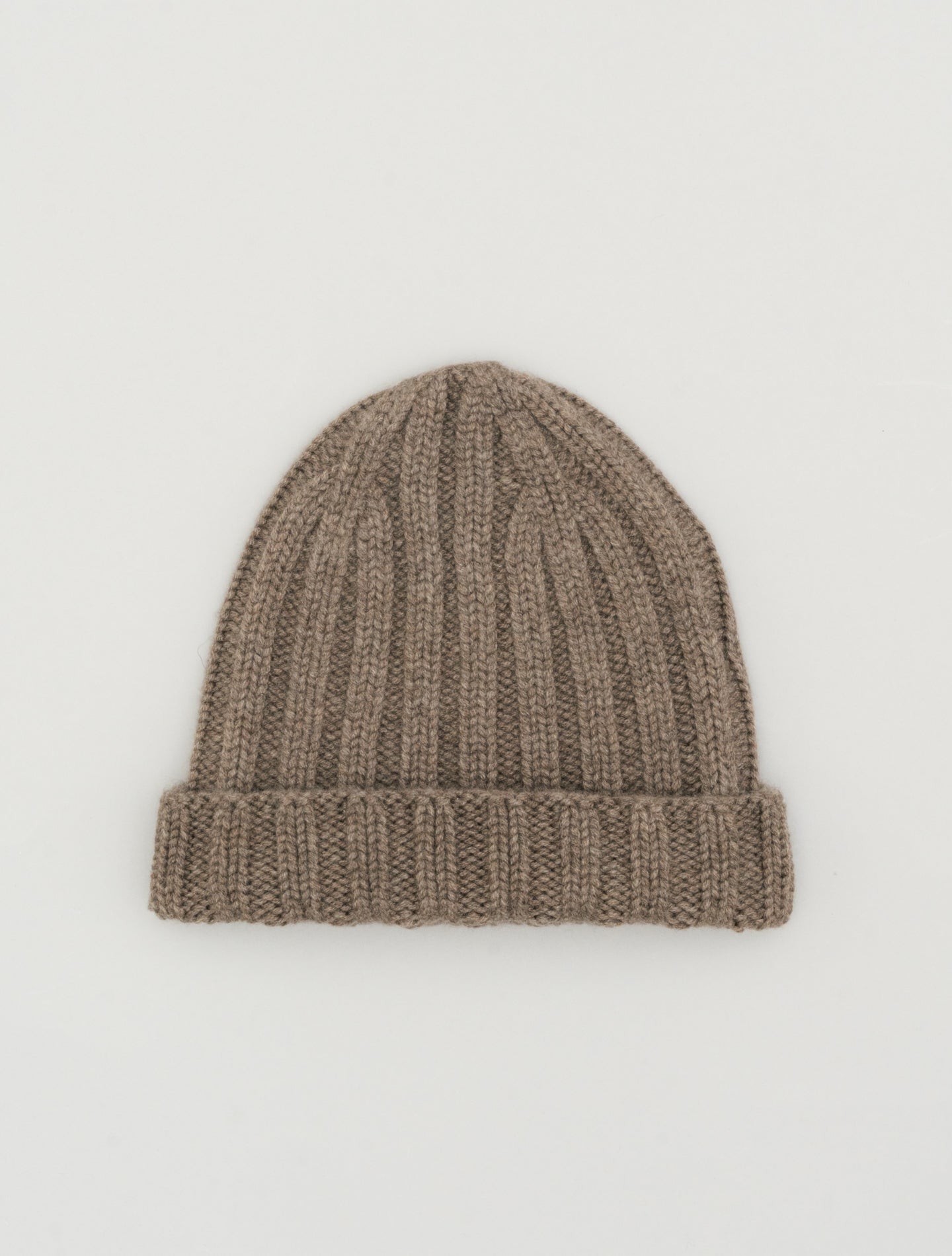 Ribb Knitted Cashmere Beanie Brown Fioroni Hats One Size