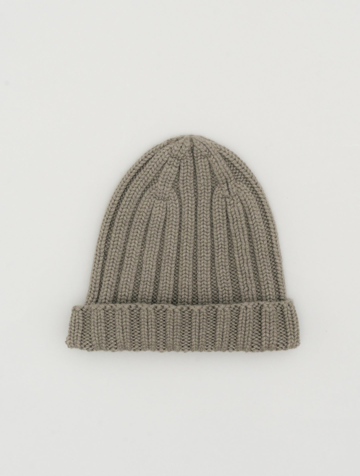 Ribb Knitted Cashmere Beanie Khaki Green Fioroni Hats One Size
