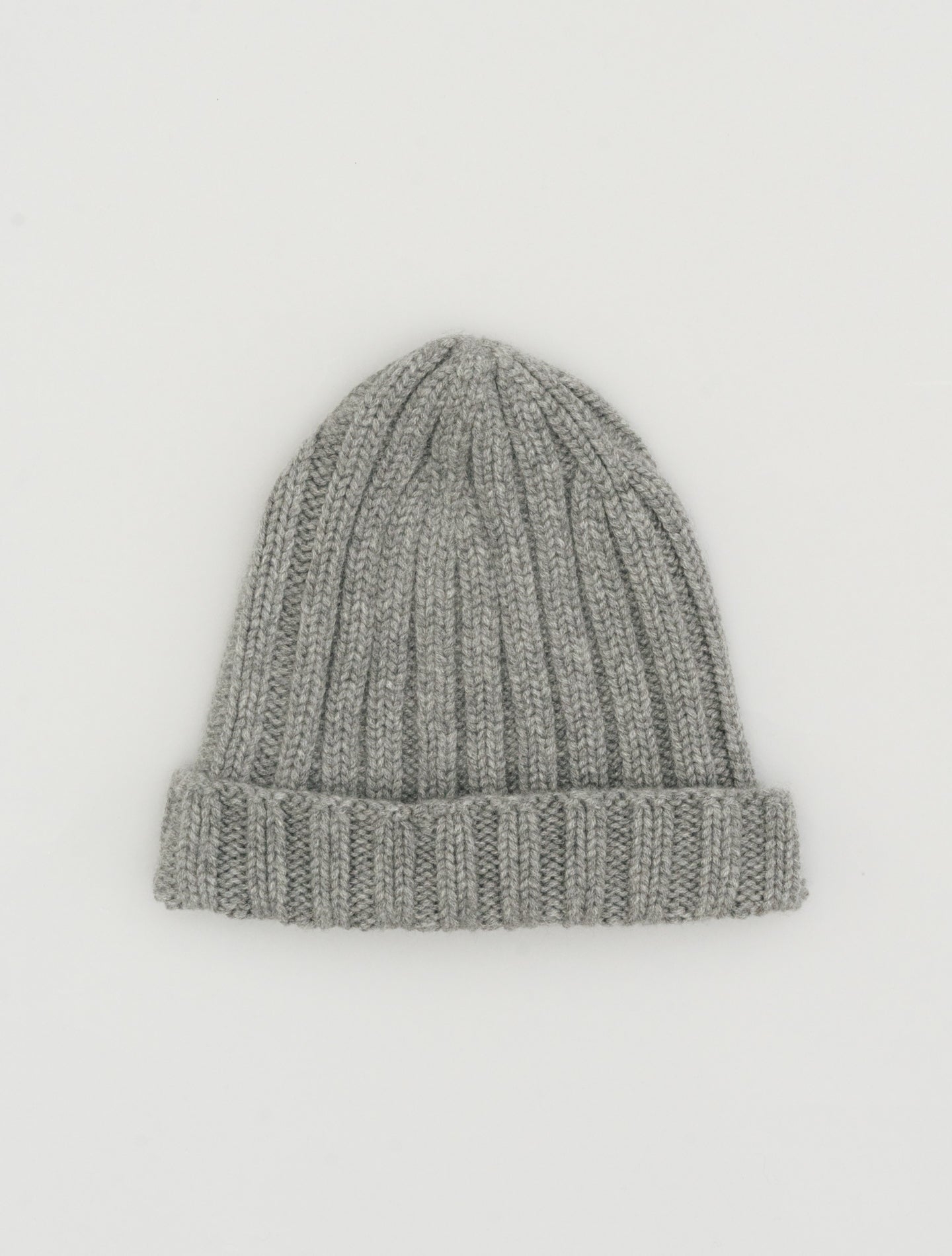 Ribb Knitted Cashmere Beanie Mid Grey Fioroni Hats One Size