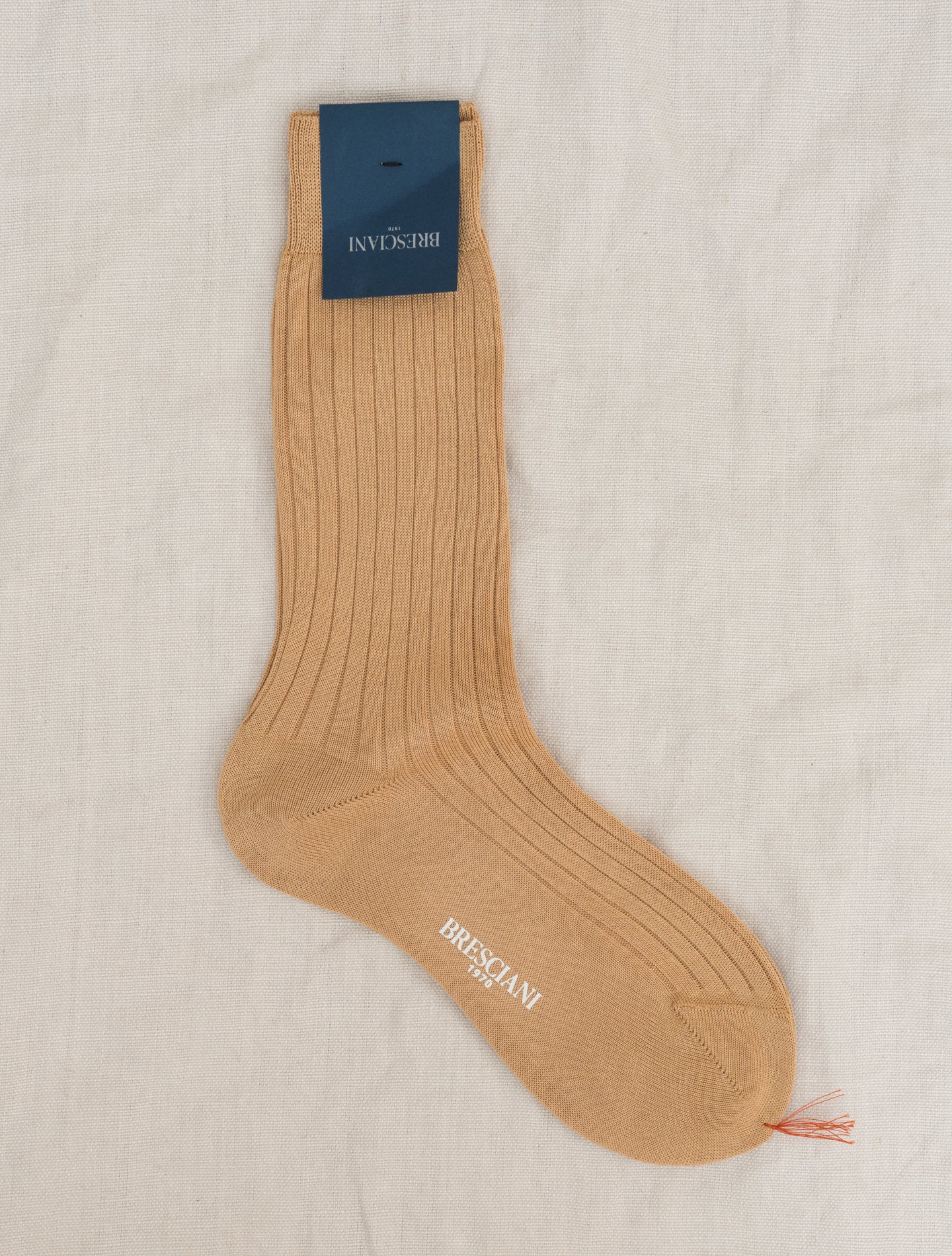 Ribbed Cotton Socks Beige Bresciani Underwear S