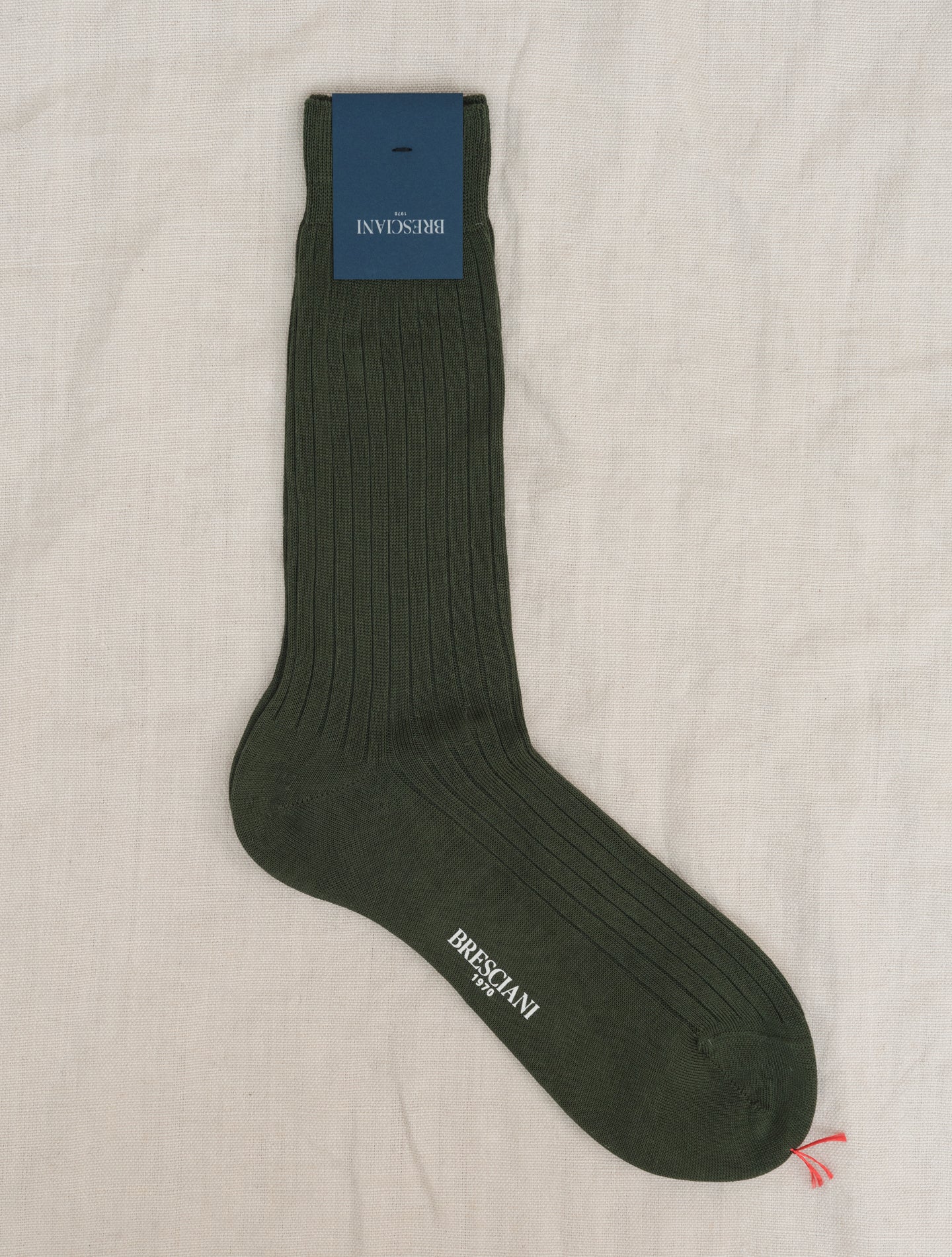 Ribbed Cotton Socks Dark Green Bresciani Underwear Gabucci