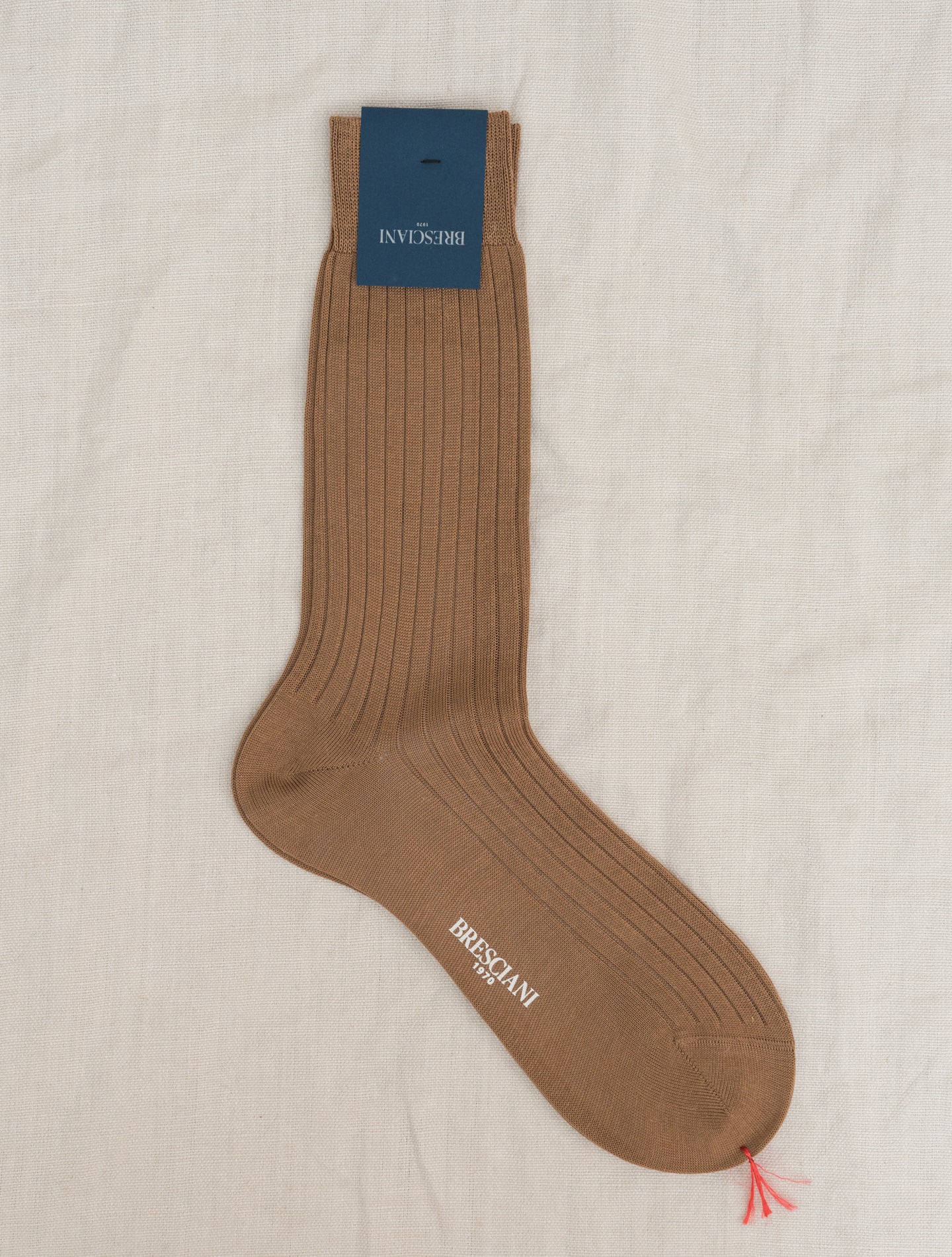 Ribbed Cotton Socks Nougat Bresciani Underwear Gabucci