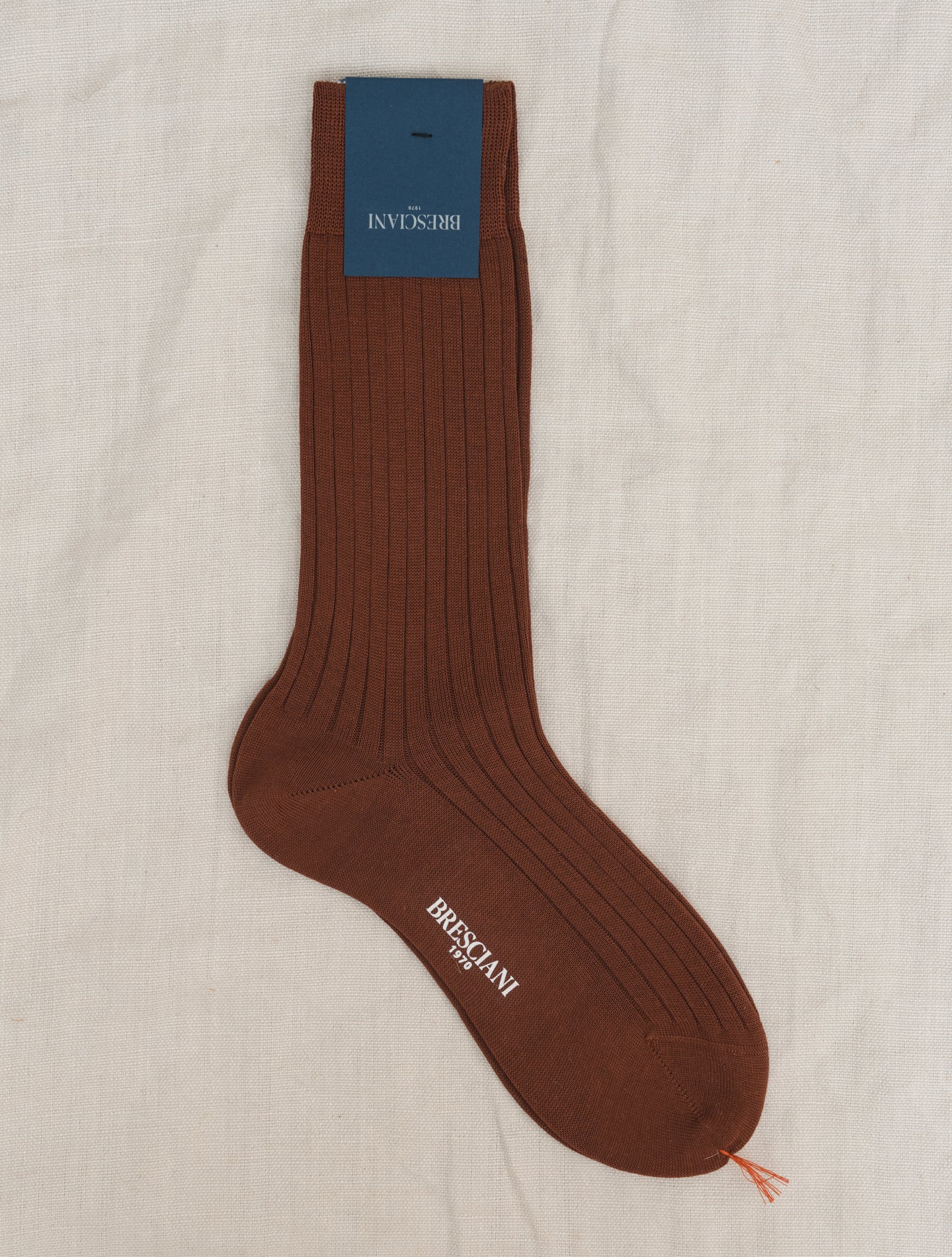 Ribbed Cotton Socks Rust Bresciani Underwear S