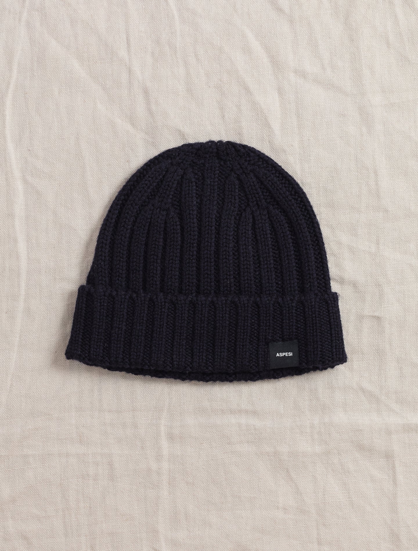 Ribbed Merino Wool Beanie Navy | Gabucci