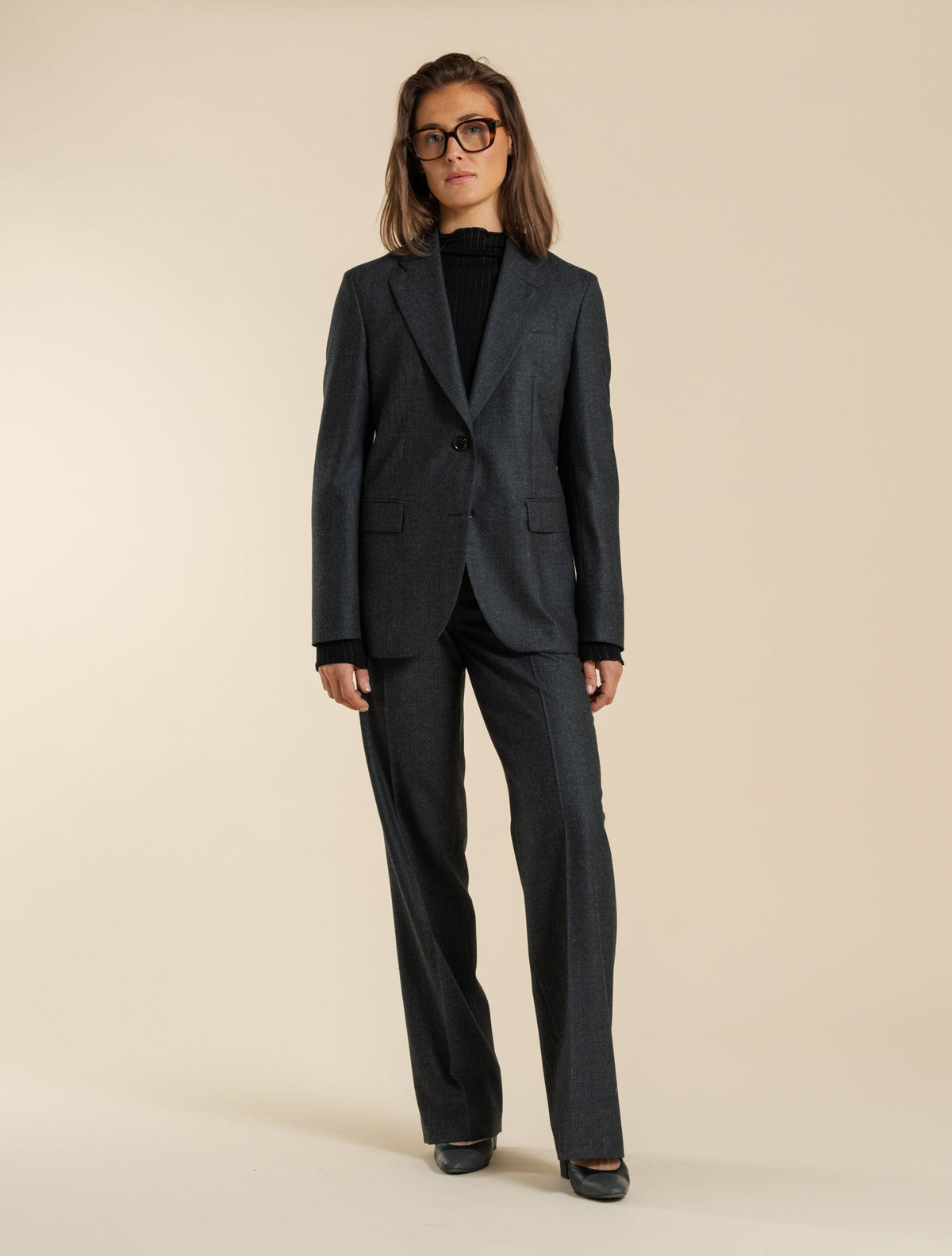 Rin Glencheck Straight Fit Trousers Grey Lardini Trousers IT 38