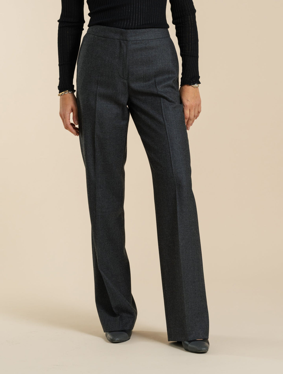 Rin Glencheck Straight Fit Trousers Grey Lardini Trousers IT 38