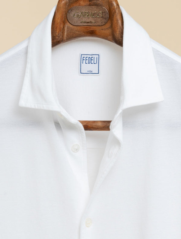 Robert Piqu Long Sleeve Shirt White | Fedeli Cotton Craft | Gabucci Robert Piqu Long Sleeve Shirt White | Fedeli Cotton Craft | Gabucci