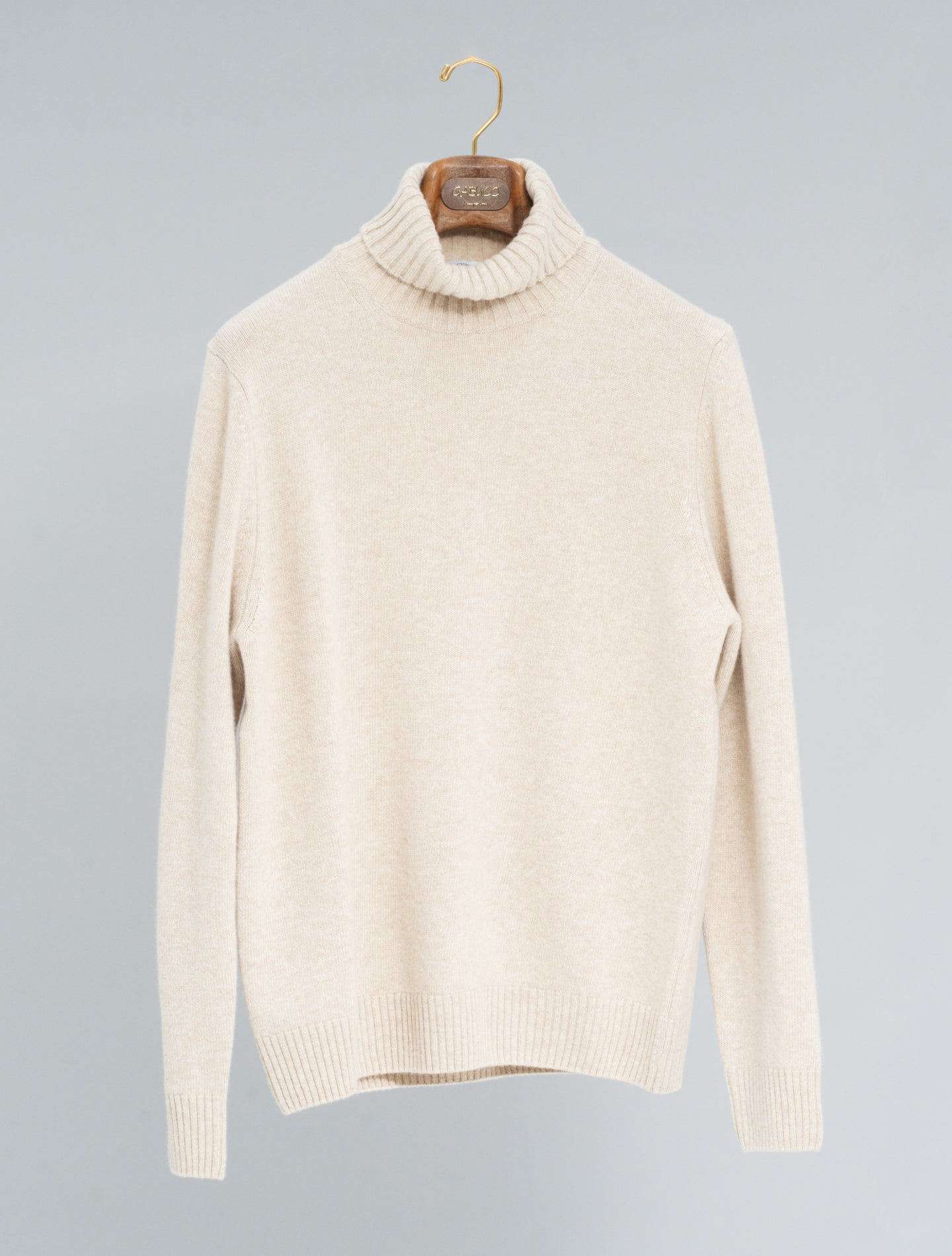 Rollneck Heavy Knitted Wool Cashmere Sand Morgano Knitwear 48