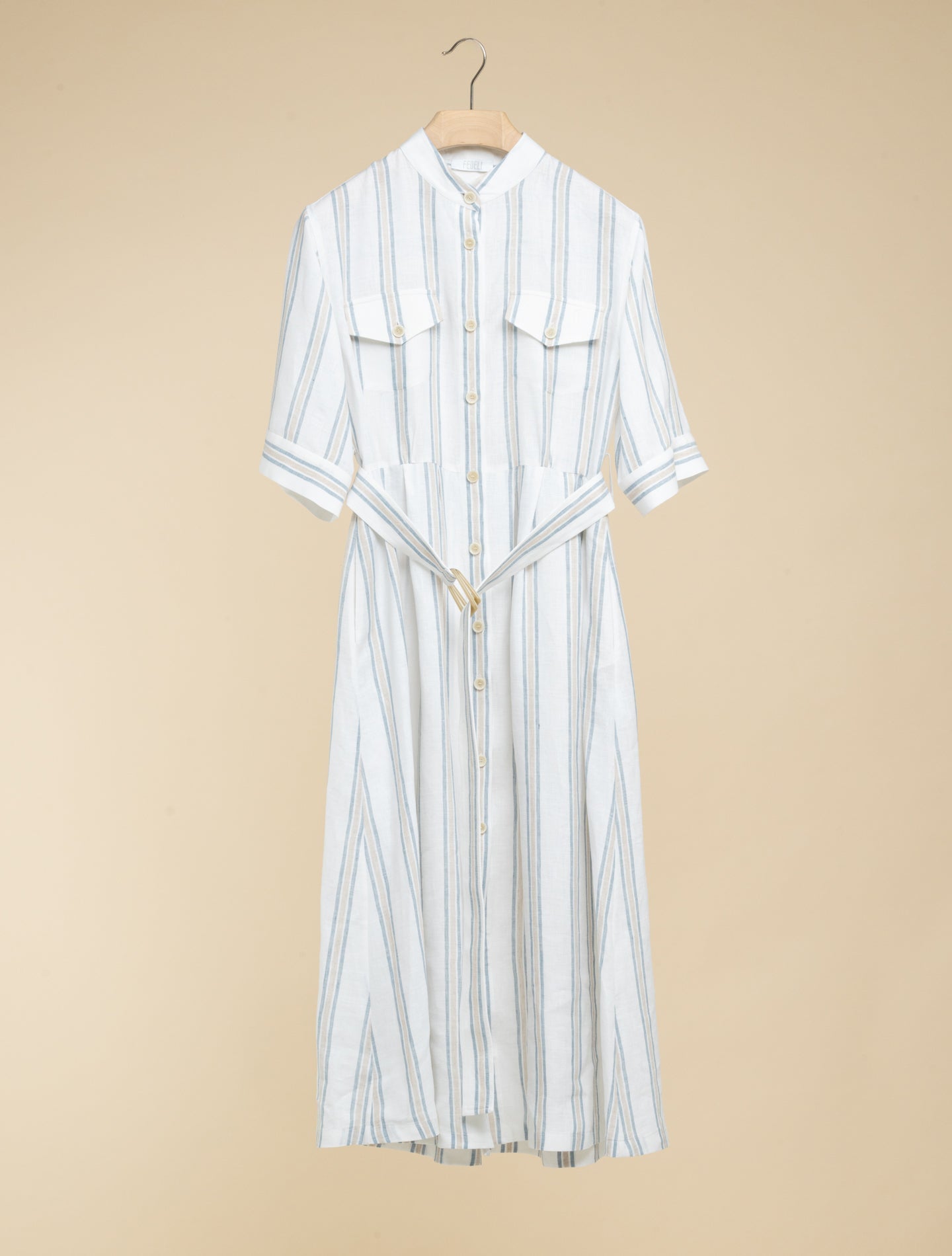 Rossi Miami Linen Striped Dress Blue Fedeli Dresses IT 38