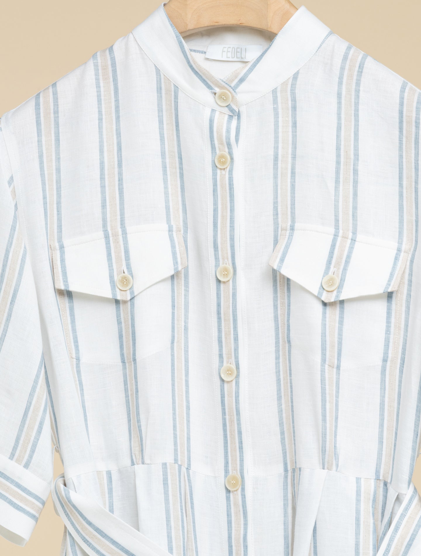 Rossi Miami Linen Striped Dress Blue Fedeli Dresses IT 38