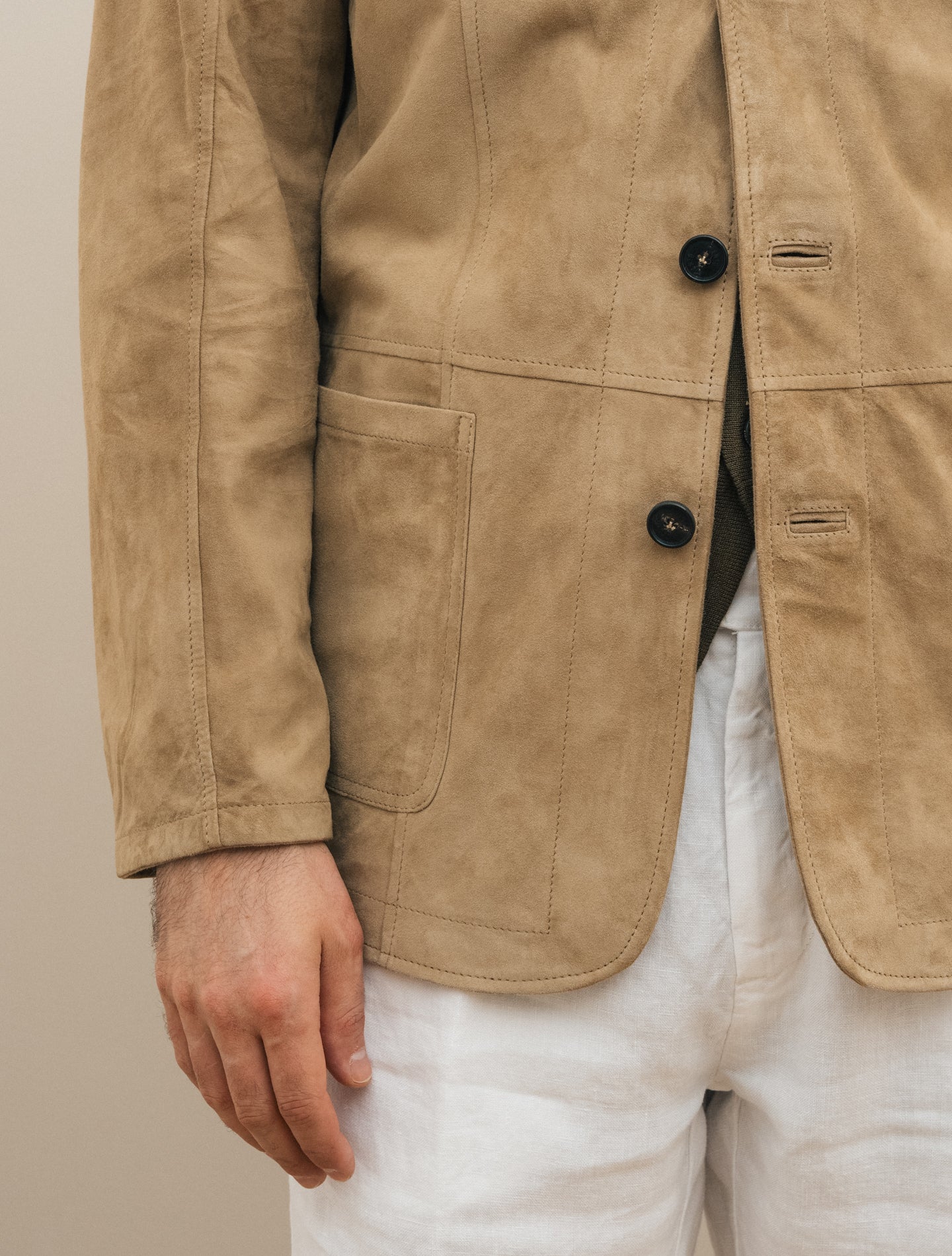 Scutum Suede Jacket Beige Manto Outerwear 48