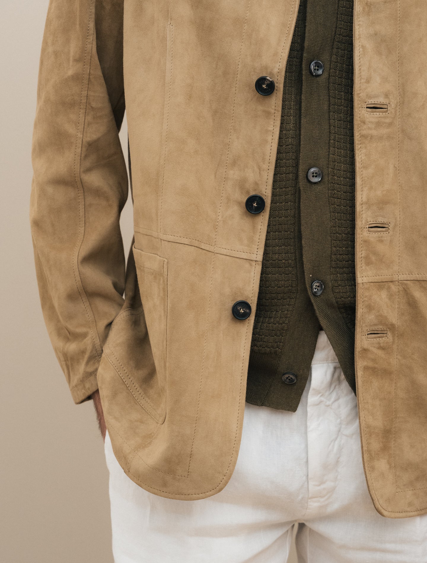 Scutum Suede Jacket Beige Manto Outerwear 48