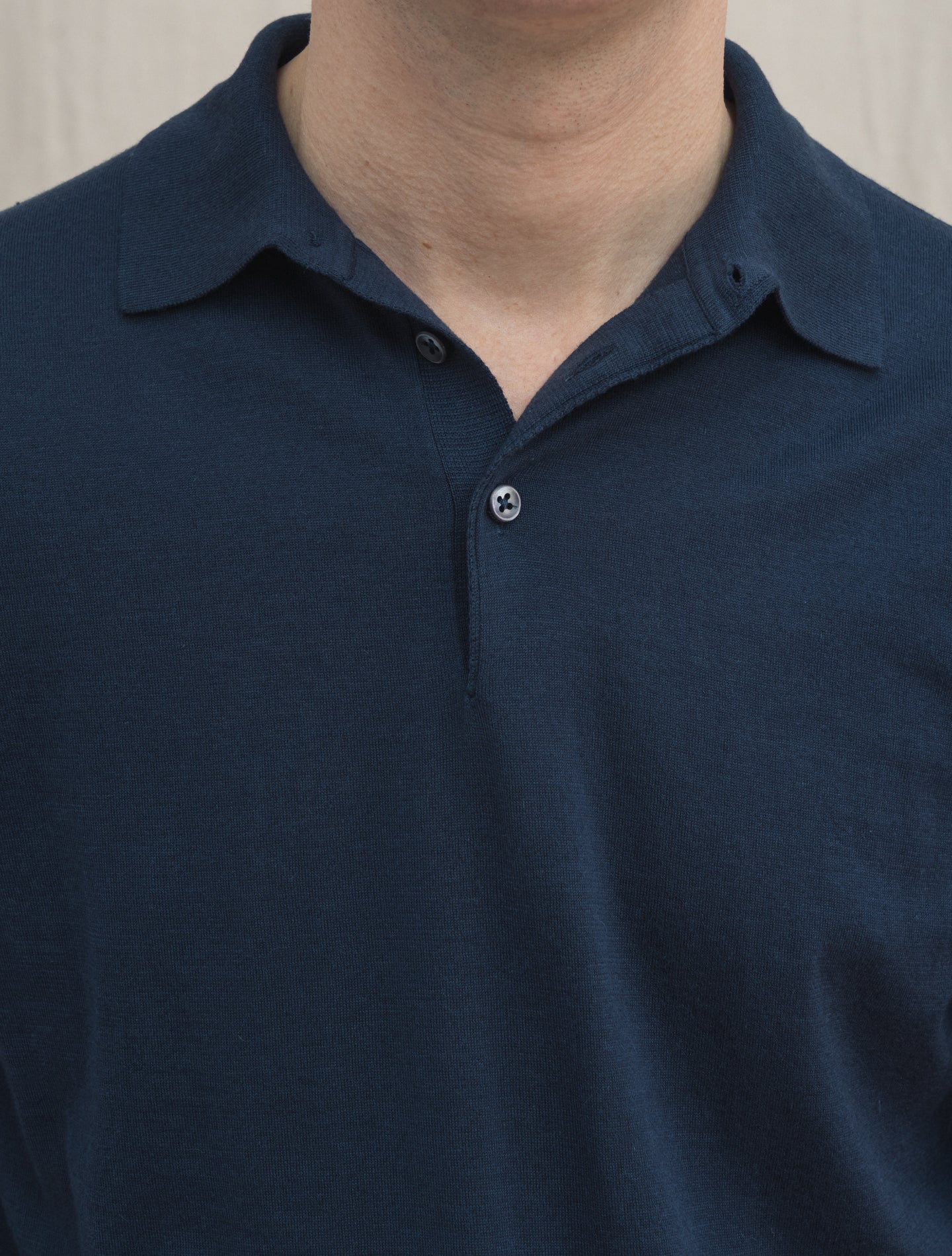 Sea Island Cotton Cashmere Polo Shirt Short Sleeve Navy | Gabucci