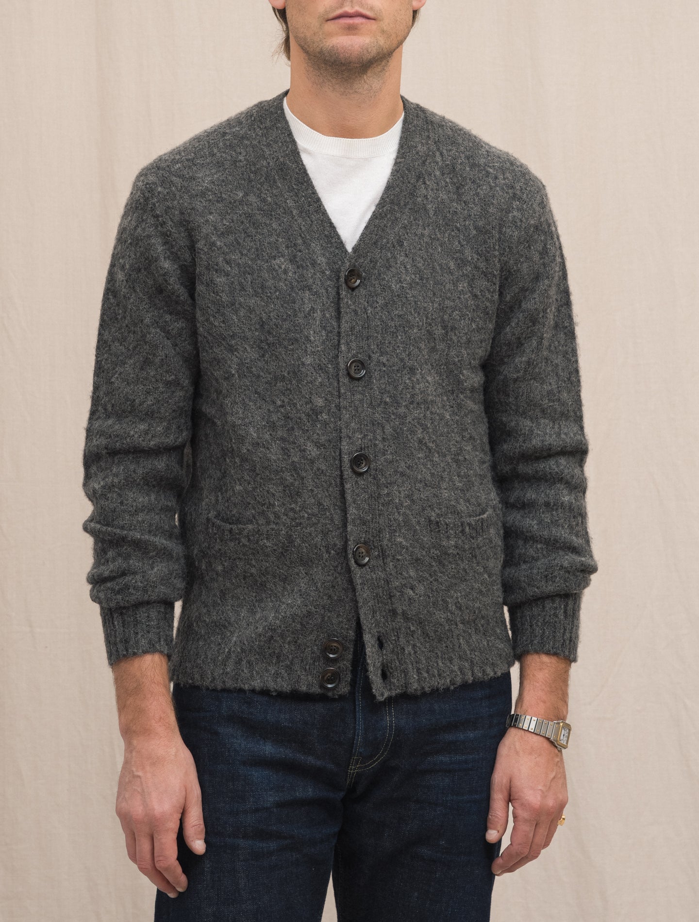 Shaggy Dog Cardigan Grey Aspesi Knitwear Gabucci