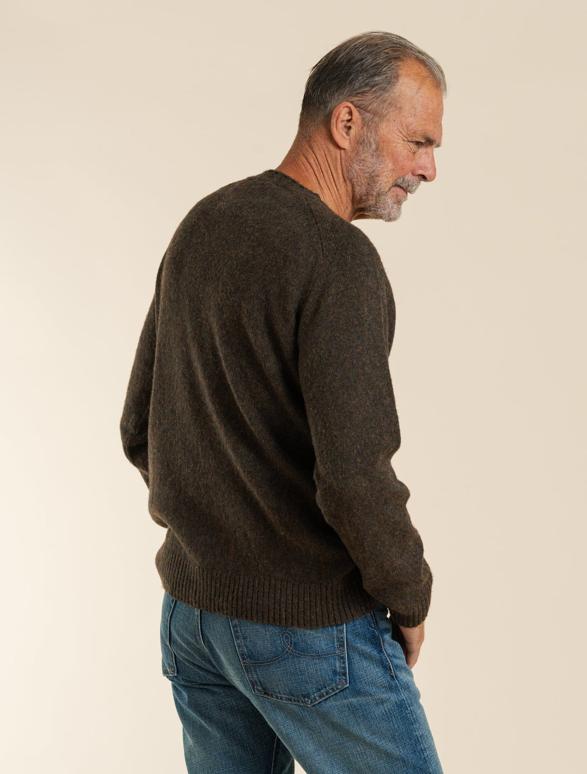Shetland T-Shoulder Crewneck Sweater Brown Morgano Knitwear 48