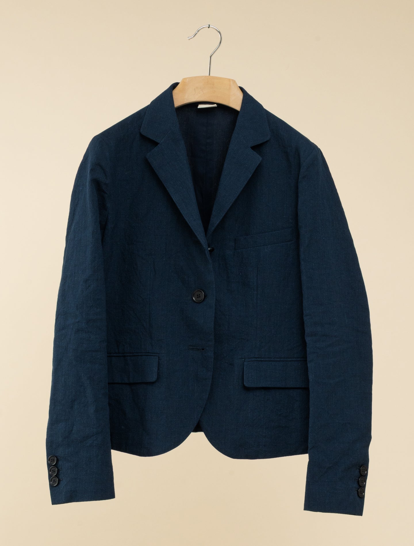 Short Single Breasted Cotton Linen Jacket - Aa capsule collection Navy Aspesi Jackets IT 38