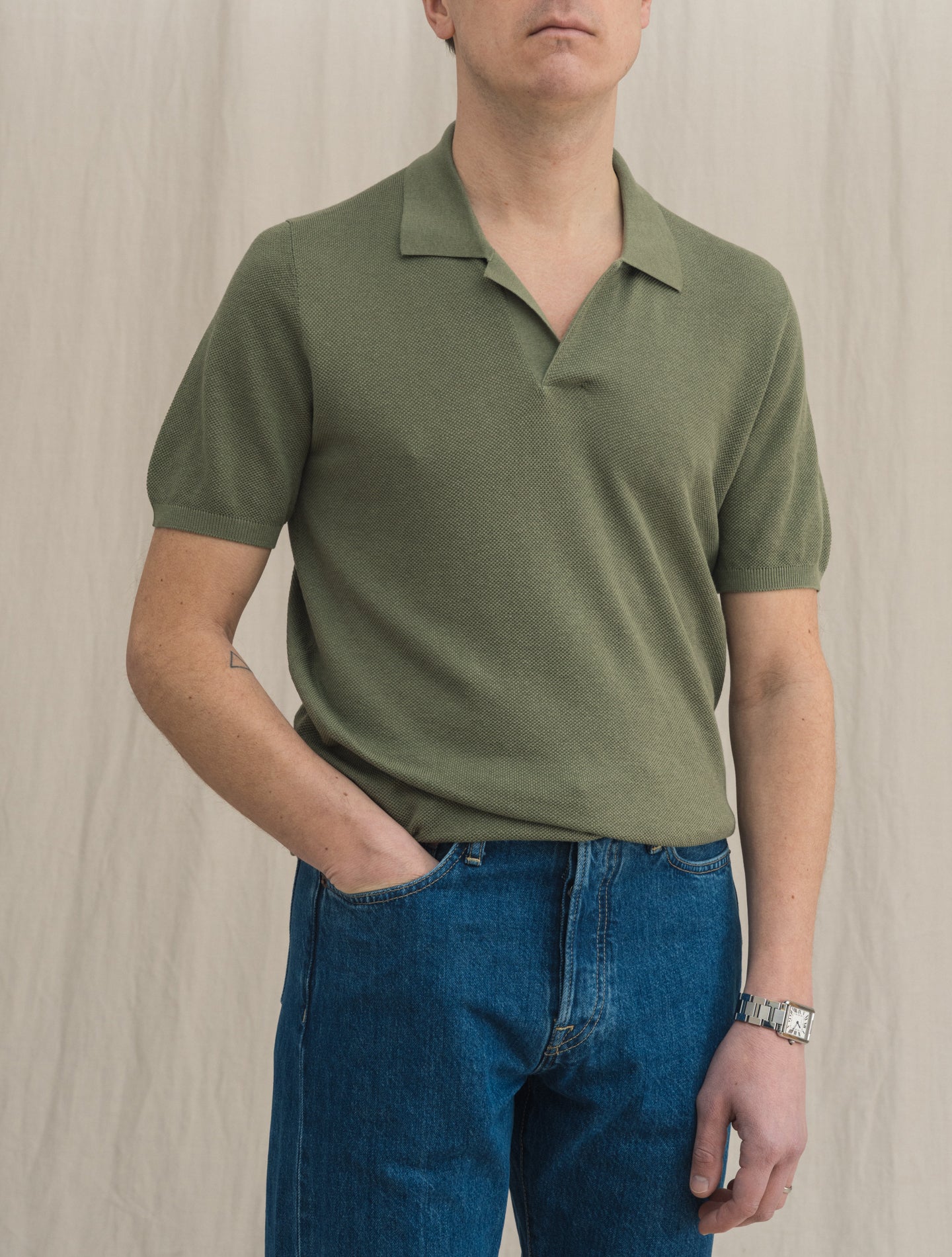 Short Sleeve Silk Cotton Polo Shirt Green Gabucci Polo shirts 48