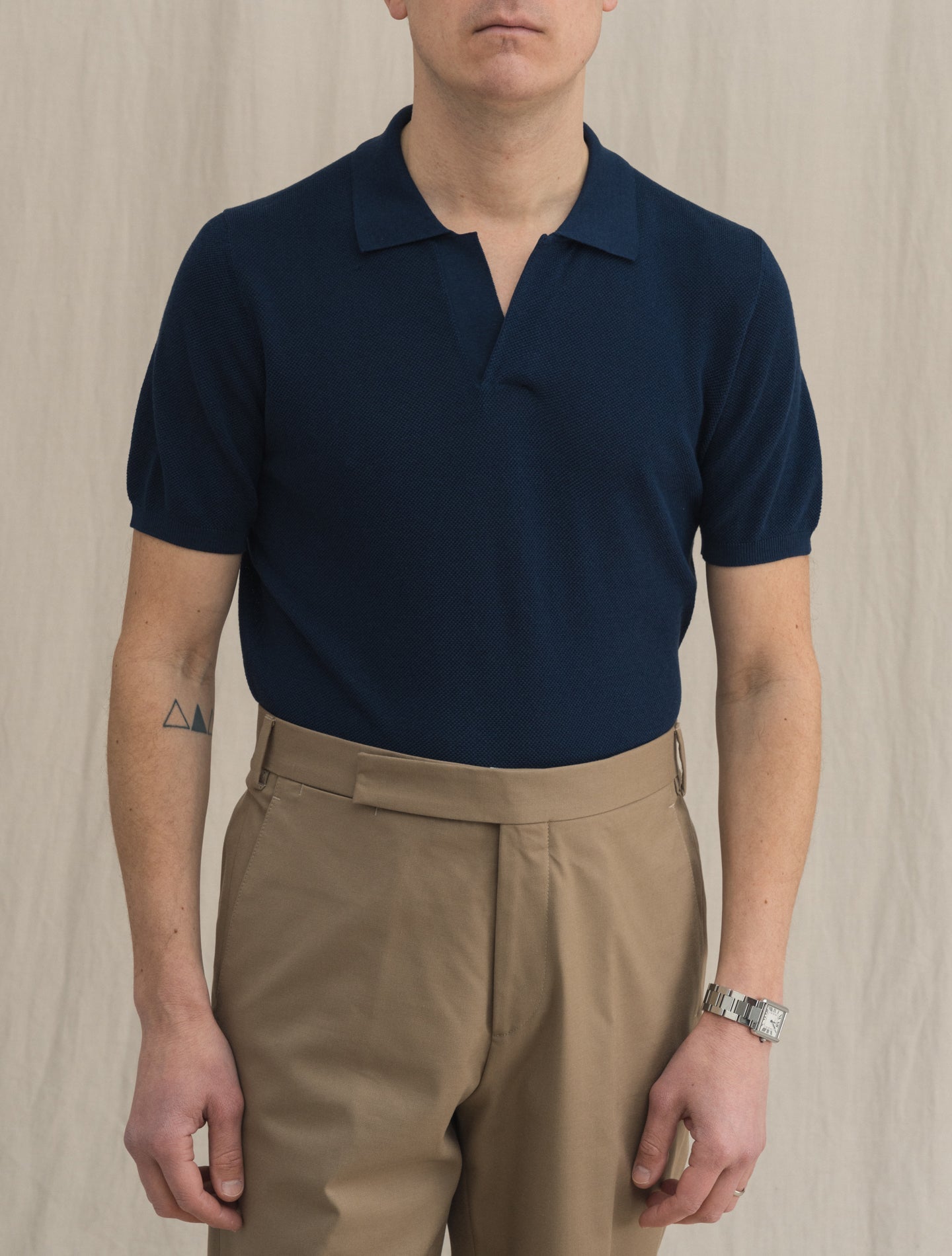 Short Sleeve Silk Cotton Polo Shirt Navy Gabucci Polo shirts 48
