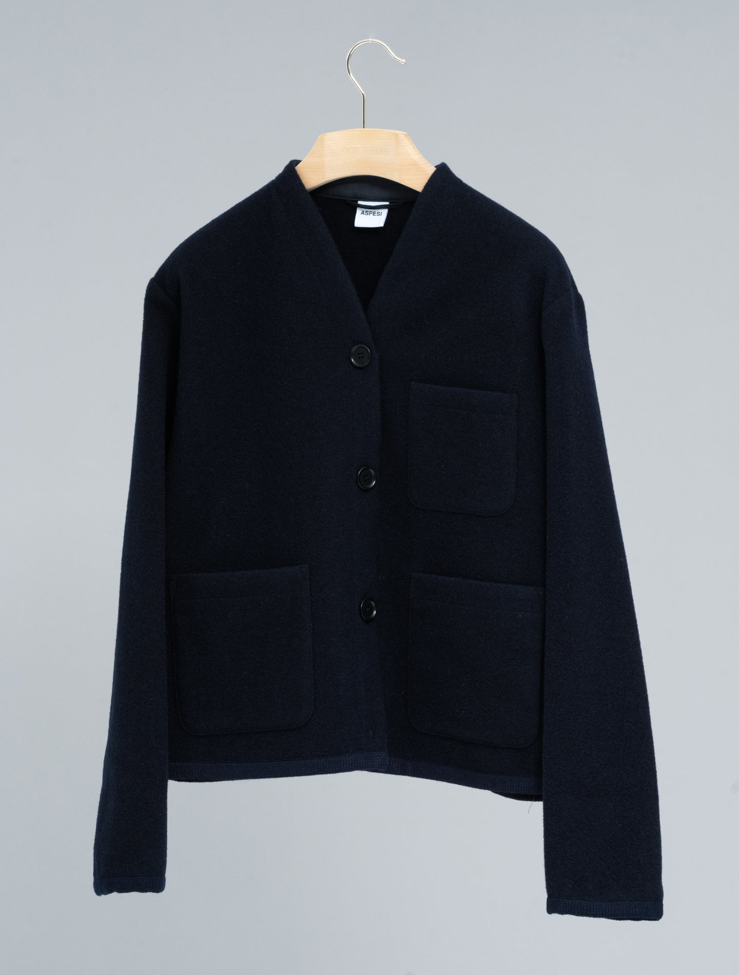 Short Wool Cardigan Jacket Navy Aspesi Jackets IT 38