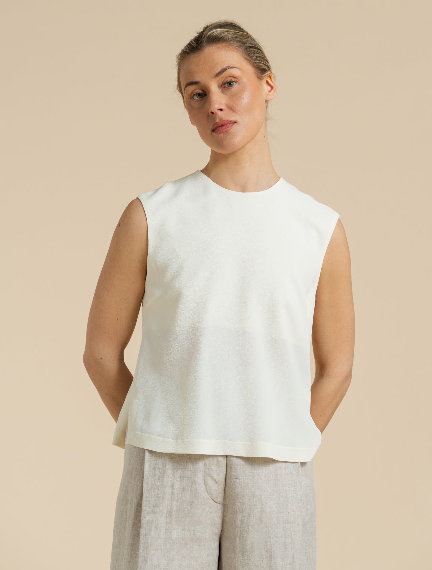 Silk Crepe Top White Slowear Blouses IT 38
