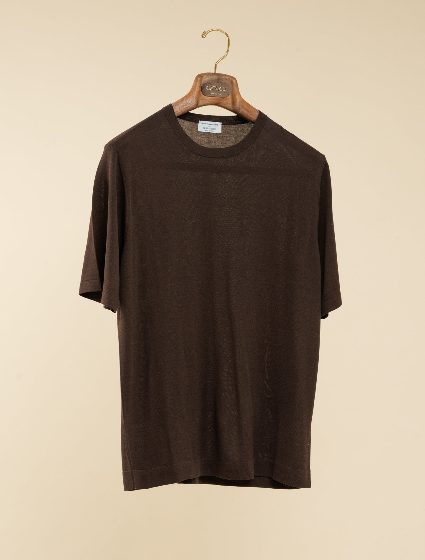 Silk Knitted T-shirt Brown | Refined Italian Luxury | Gabucci