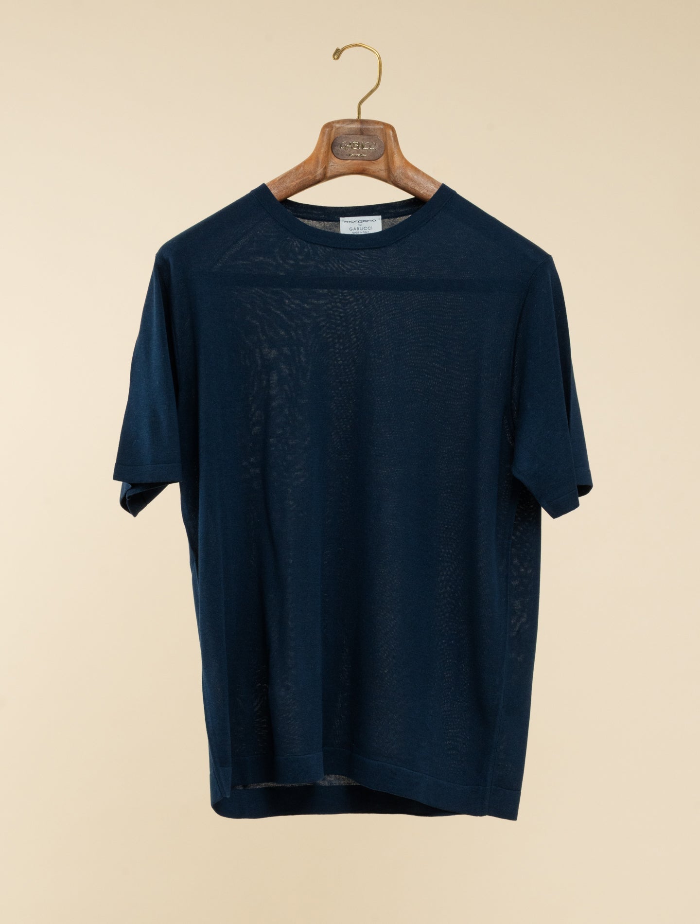Silk Knitted T-shirt Navy | Morgano Italian Craft | Gabucci