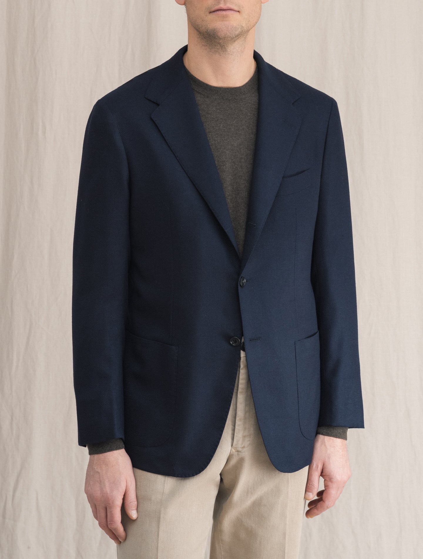 Single Breasted Cashmere Jacket Navy | Gabucci