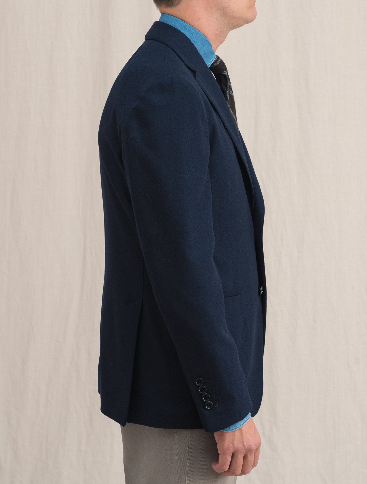 Single Breasted Cashmere Wool Jacket Navy | Gabucci