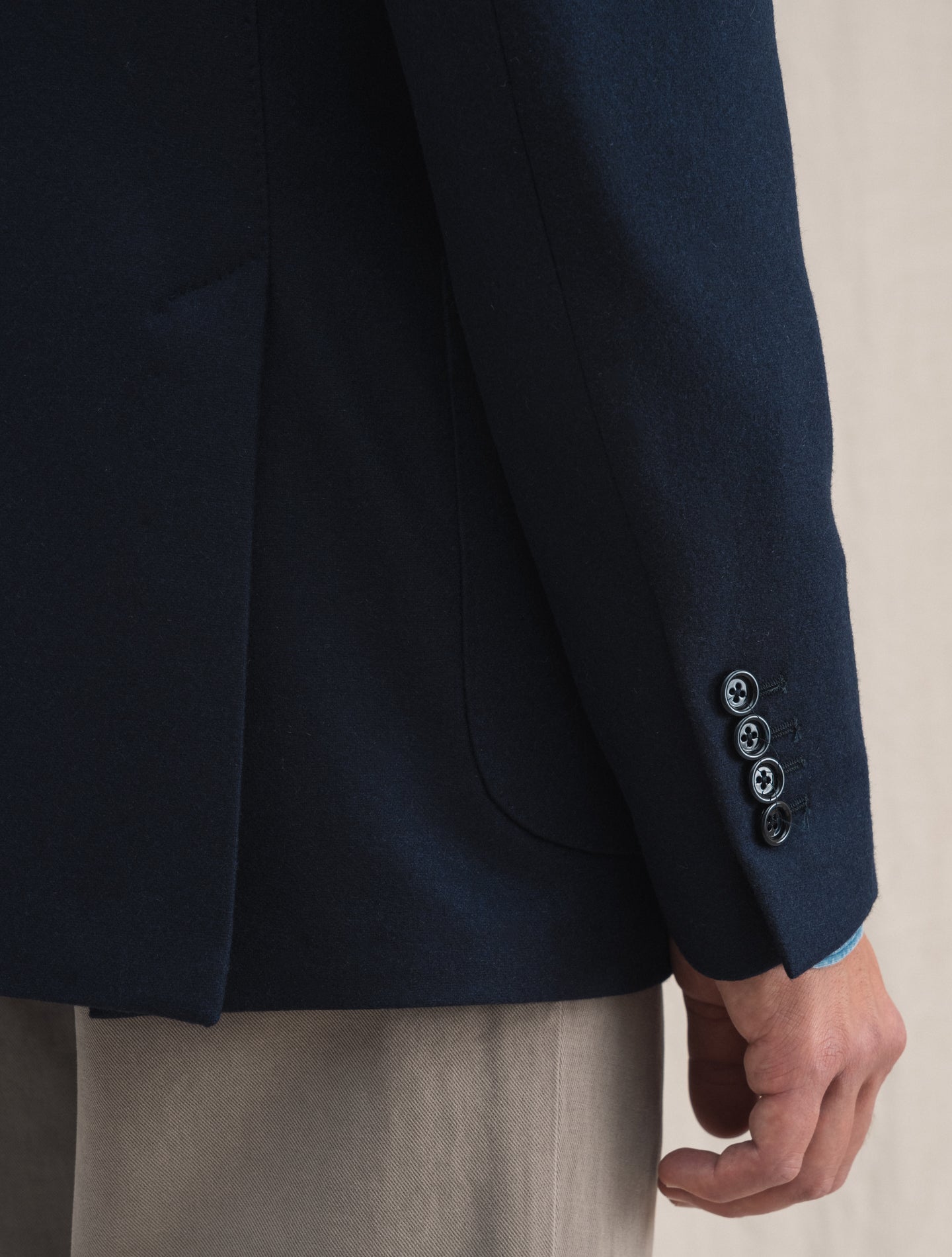 Single Breasted Cashmere Wool Jacket Navy | Gabucci