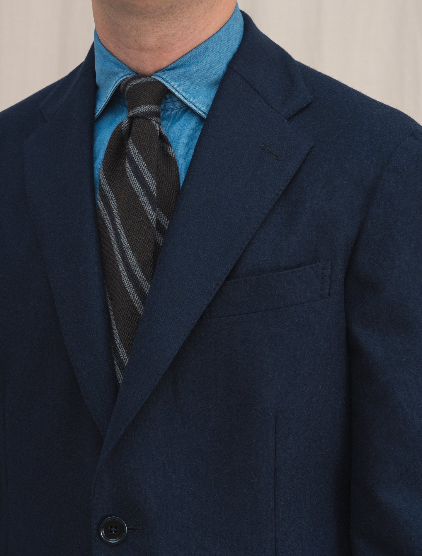 Single Breasted Cashmere Wool Jacket Navy | Gabucci