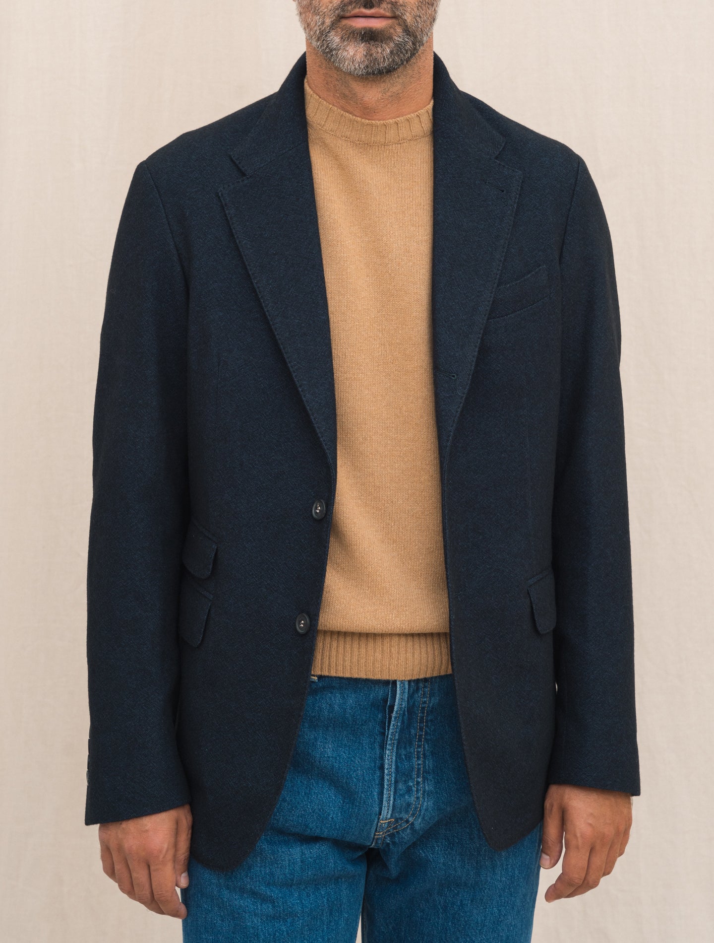 Single Breasted Catch2 Wool Cotton Jacket Blue Massimo Alba Jackets Gabucci