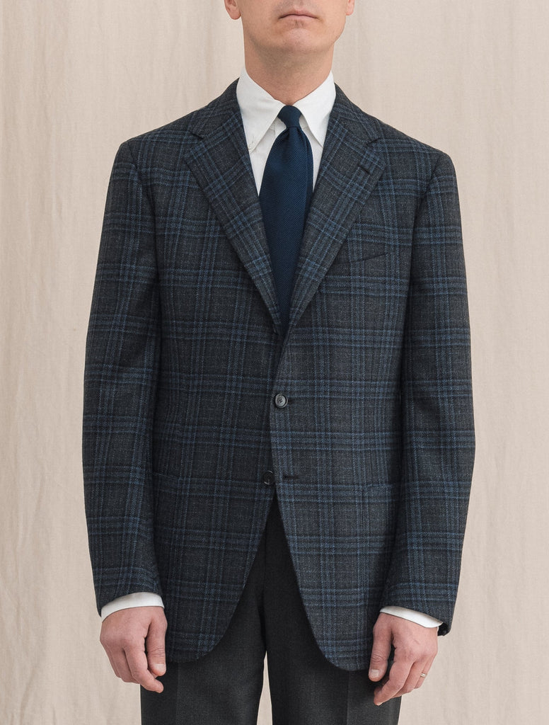 Single Breasted Checked Cashmere Jacket Grey – Gabucci