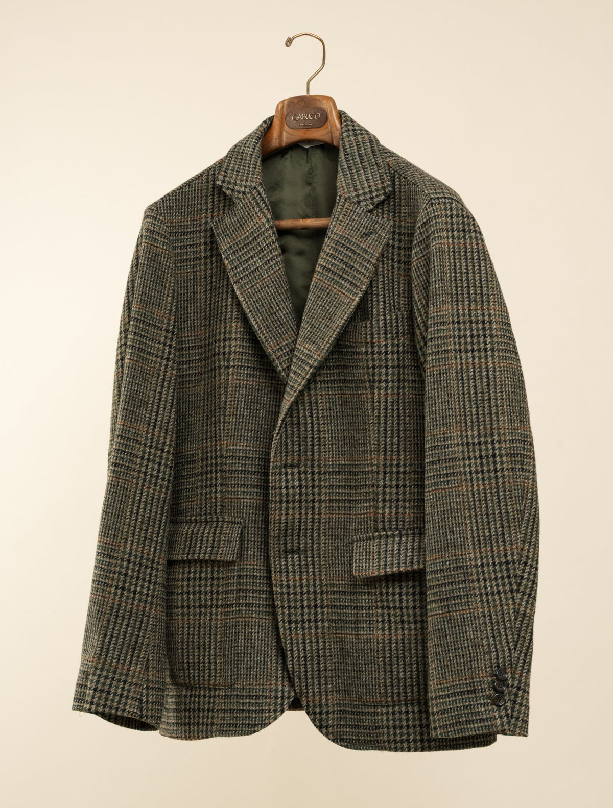 Single Breasted Checked Wool Jacket Green Aspesi Jackets 48