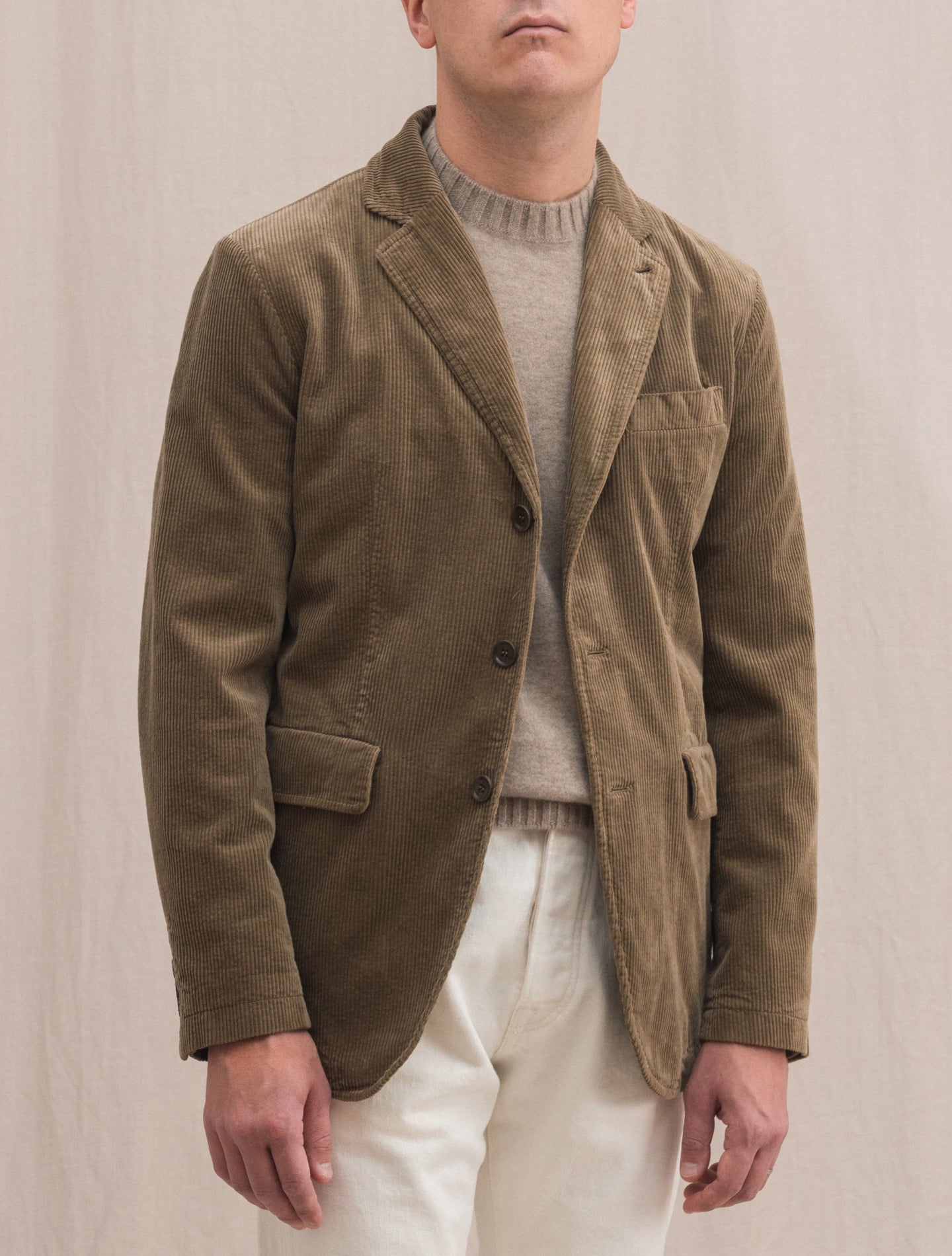 Single Breasted Corduroy Jacket Beige | Gabucci