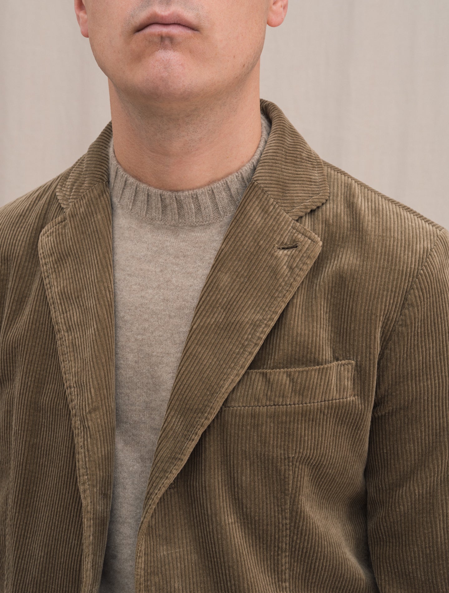 Single Breasted Corduroy Jacket Beige | Gabucci