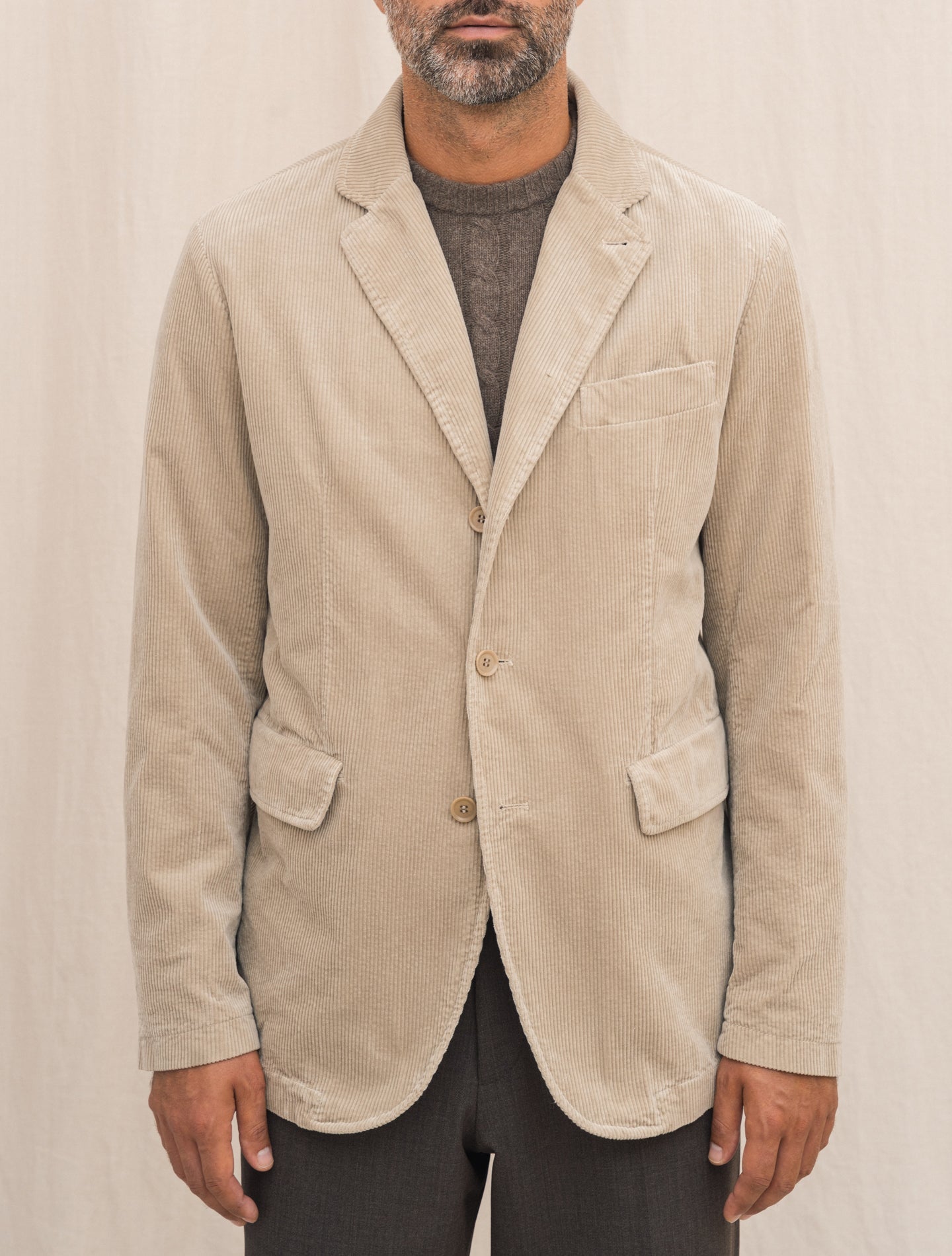 Single Breasted Corduroy Jacket Sand Aspesi Jackets Gabucci