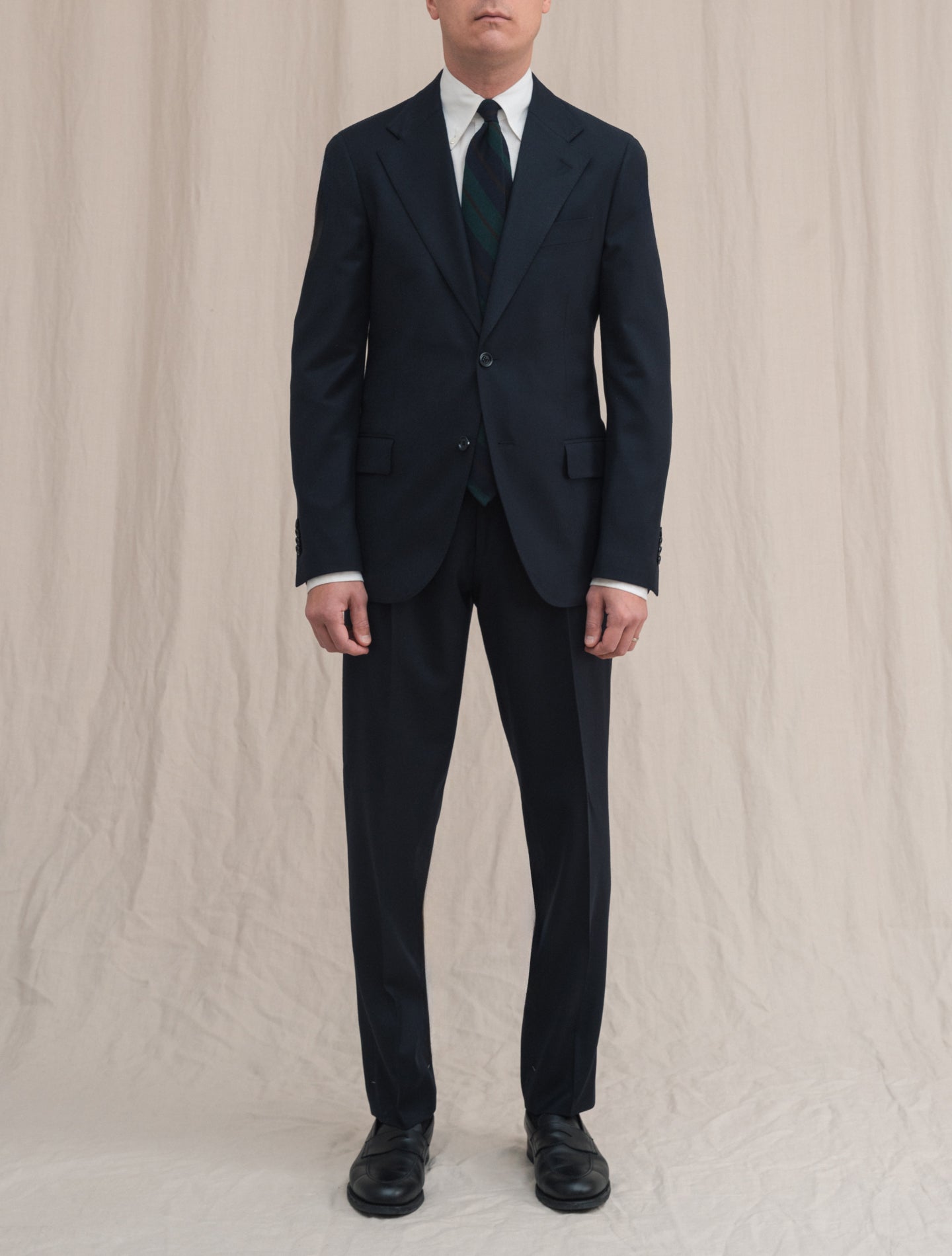 Single Breasted Flannel Suit Navy Lardini Suits 48