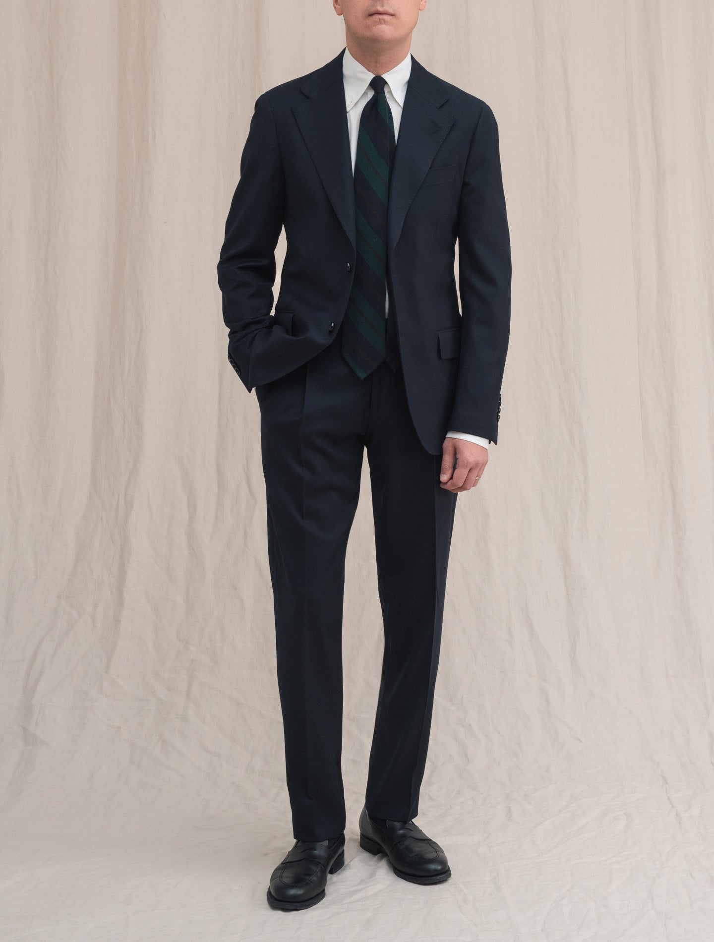 Single Breasted Flannel Suit Navy Lardini Suits 48