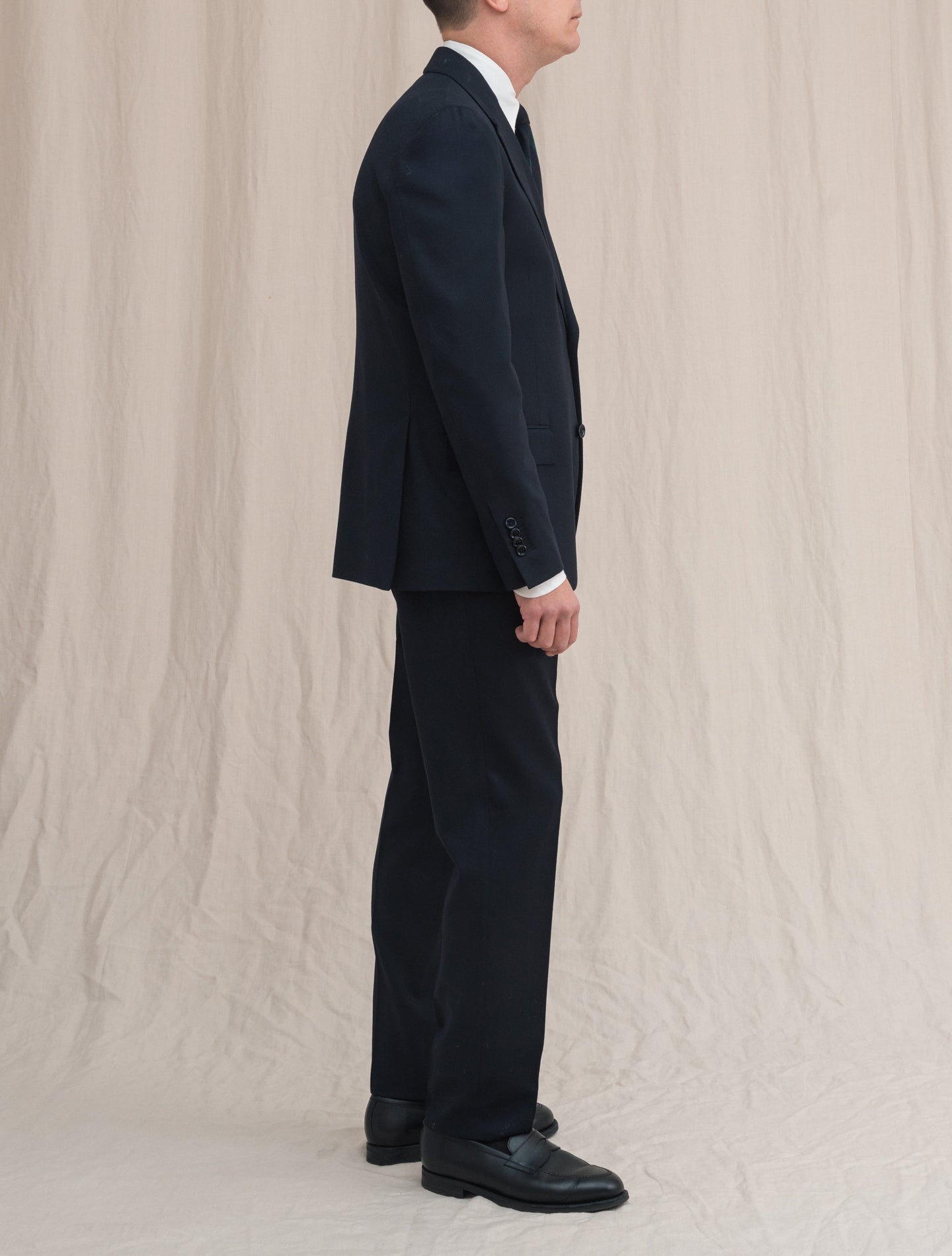 Single Breasted Flannel Suit Navy | Gabucci