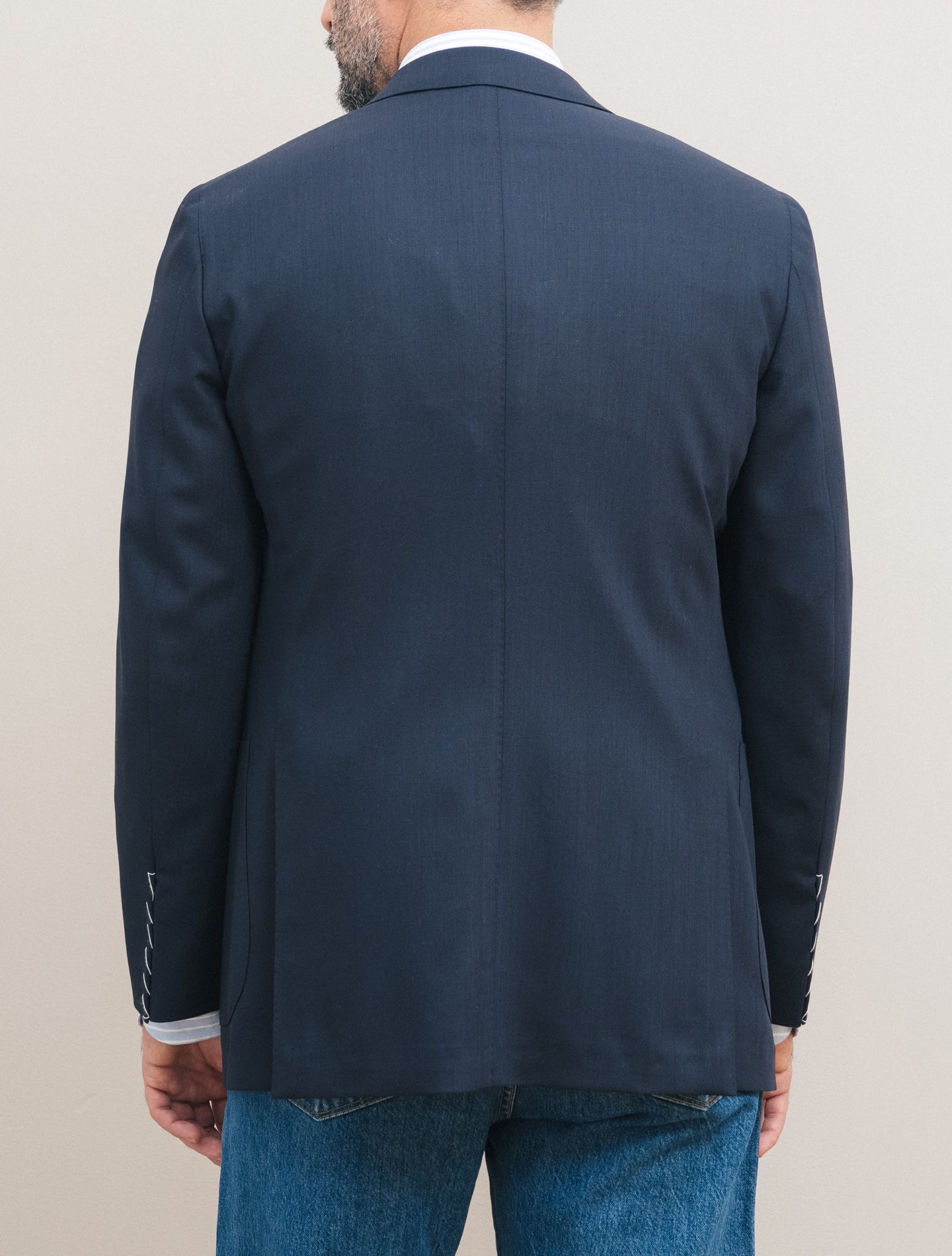 Single Breasted Fresco Wool Jacket Navy Caruso Jackets 48