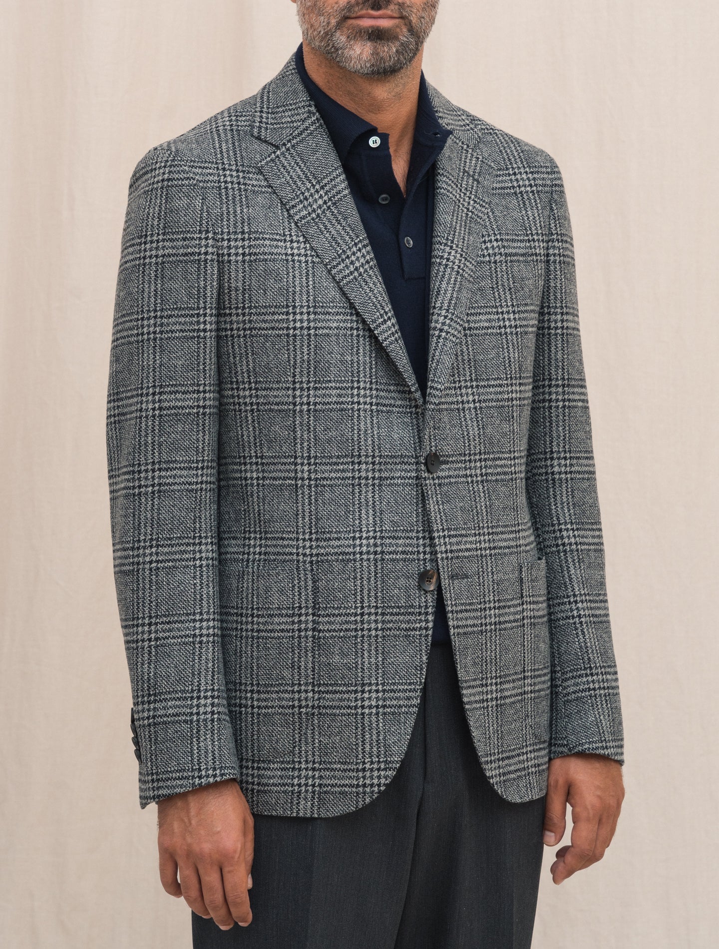 Single Breasted Glencheck Jacket Grey Lardini Jackets Gabucci