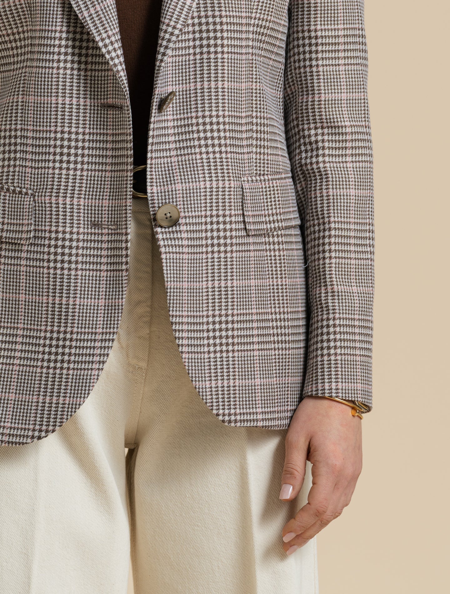 Single Breasted Glencheck Jacket Pink Lardini Jackets IT 38