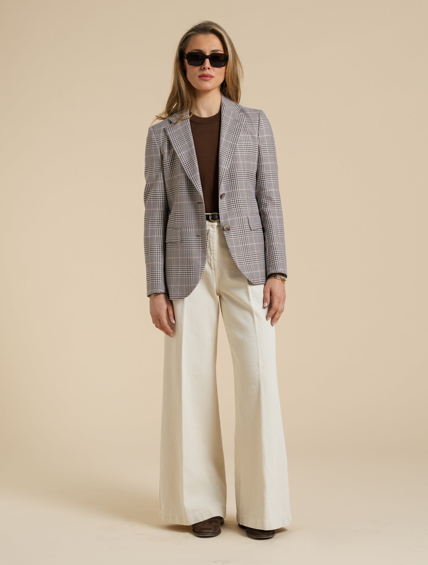 Single Breasted Glencheck Jacket Pink Lardini Jackets IT 38