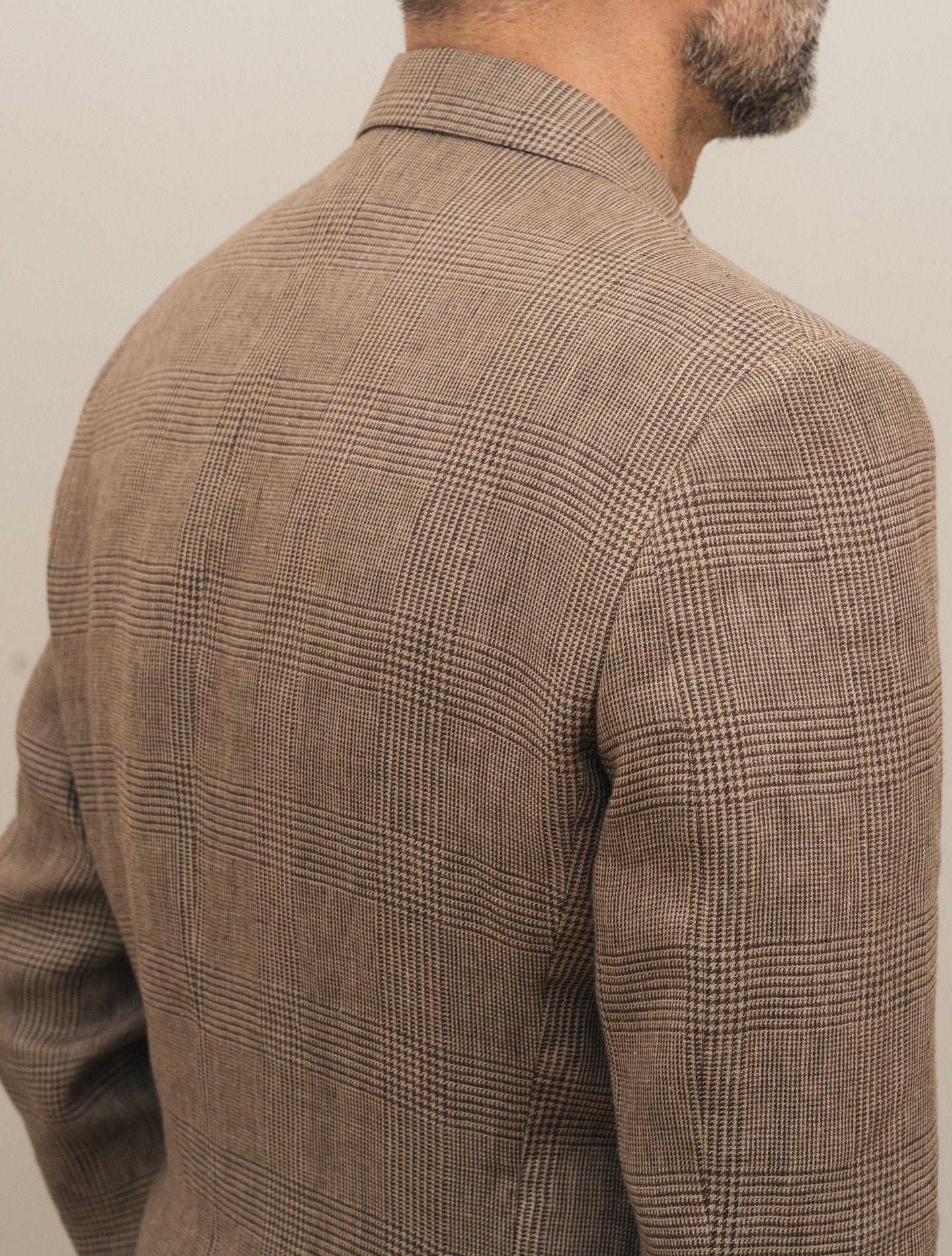 Single Breasted Glencheck Linen Jacket Brown Lardini Jackets 48